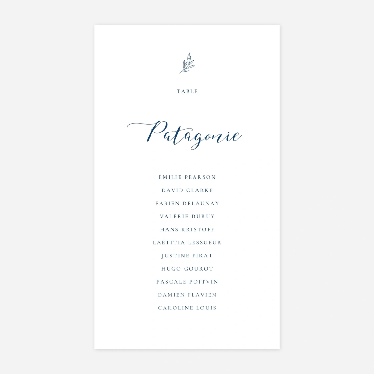 Nom de table mariage Ronde des prés