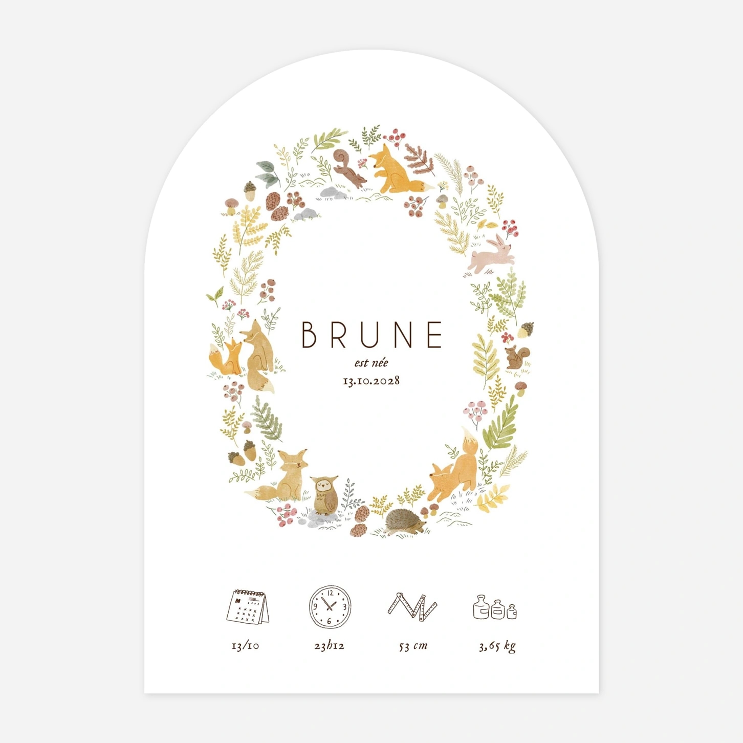 Faire-part naissance Renard aquarelle