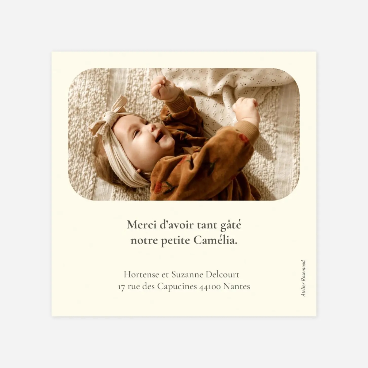 Carte remerciement naissance Ritournelle