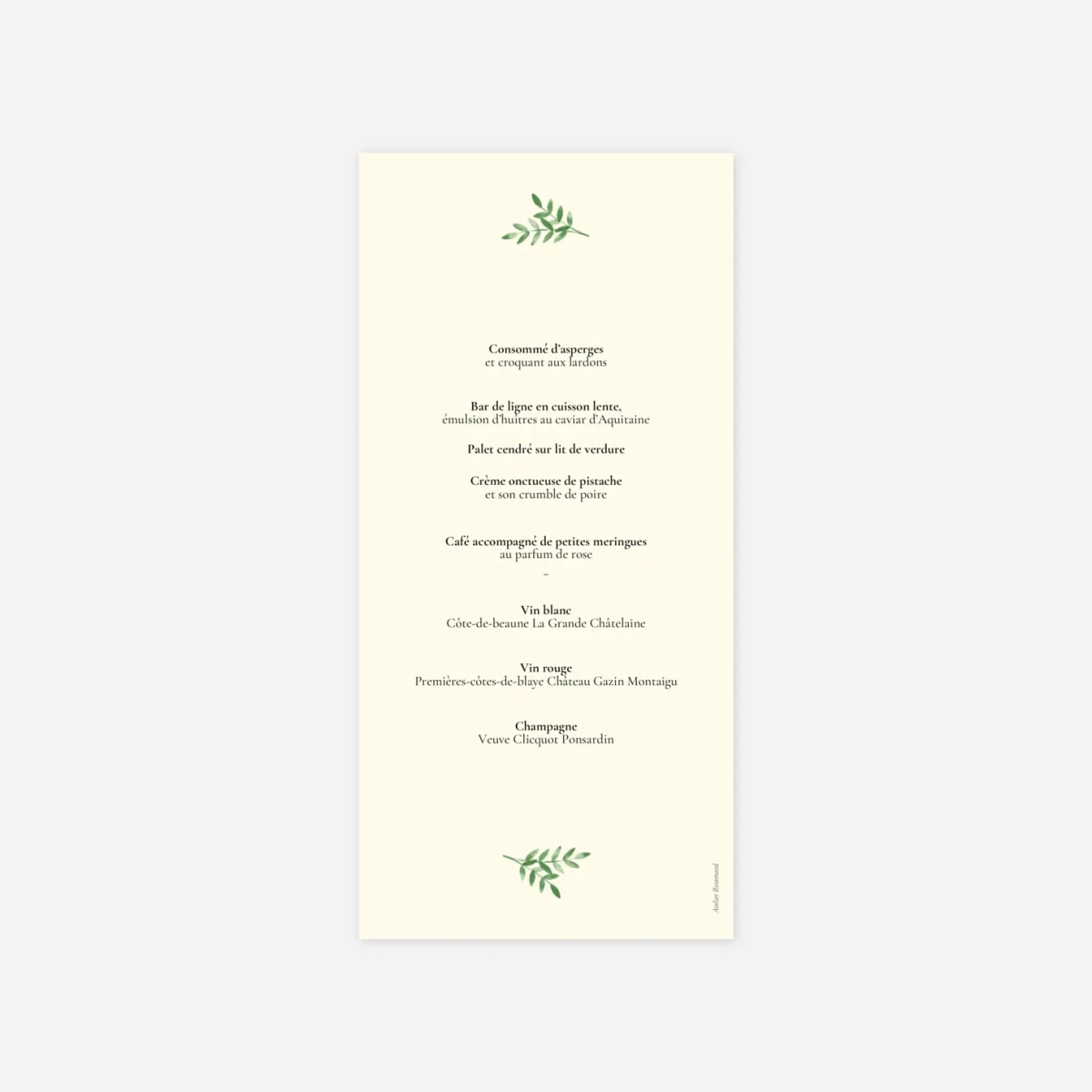 Menu mariage Ritournelle