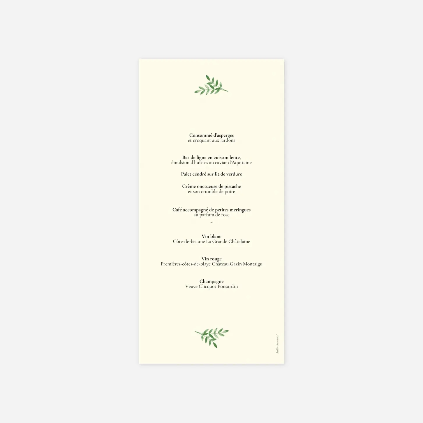 Menu mariage Ritournelle