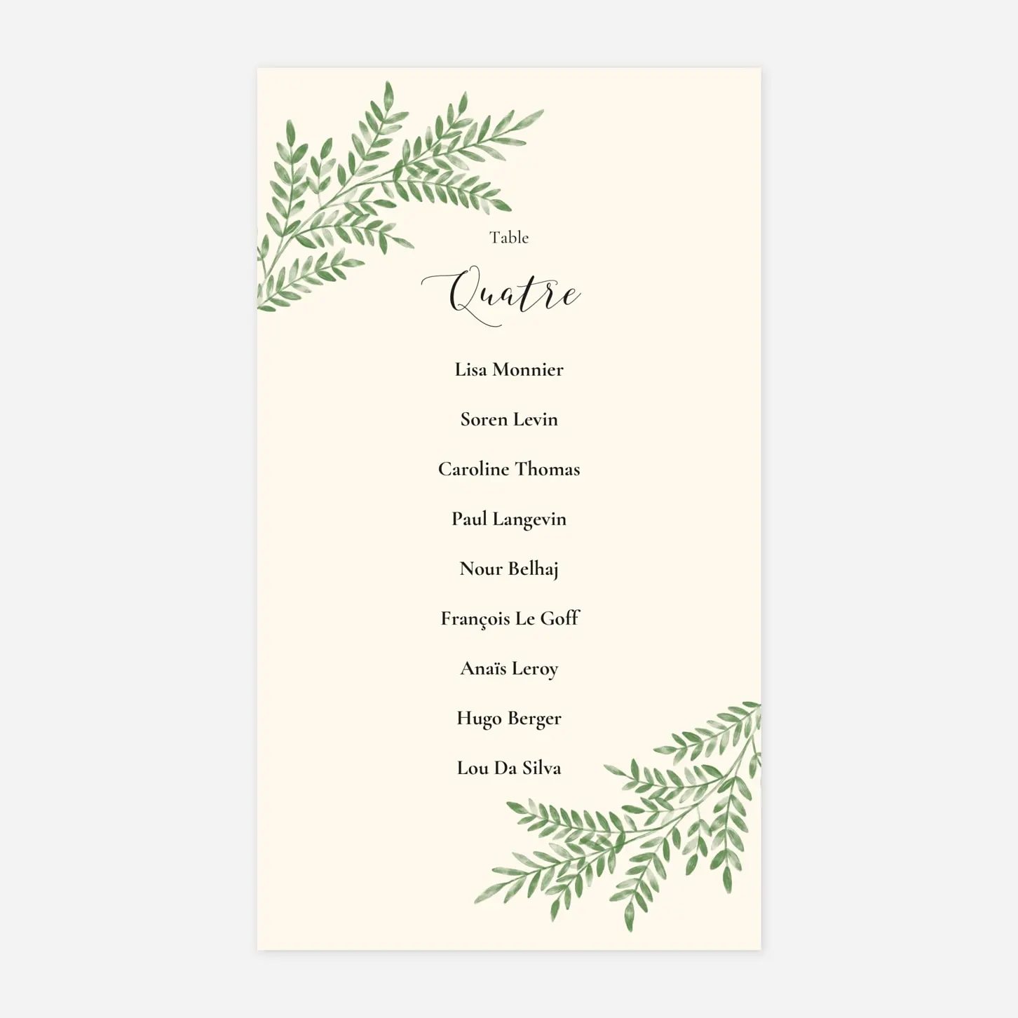 Nom de table mariage Ritournelle