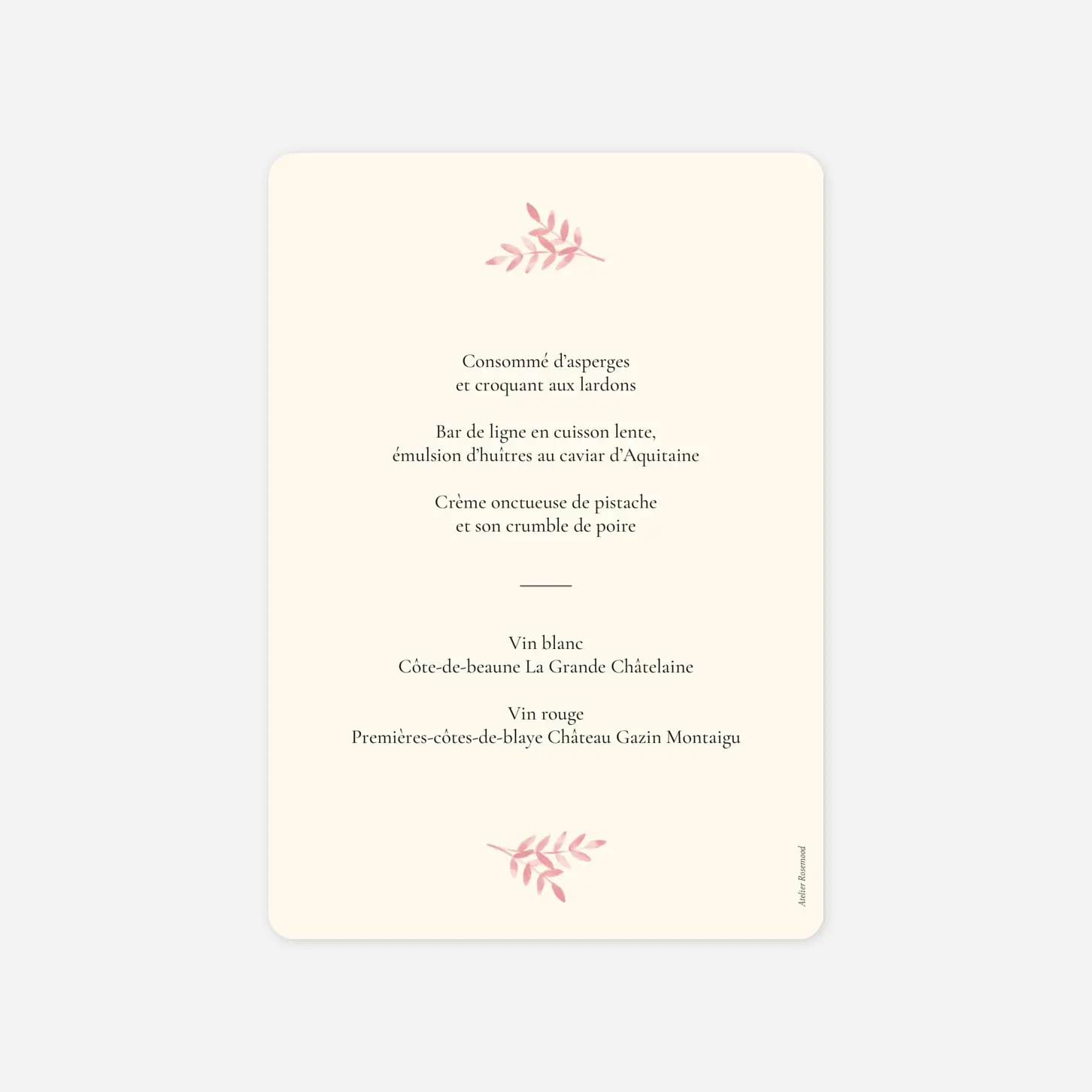 Menu baptême Ritournelle