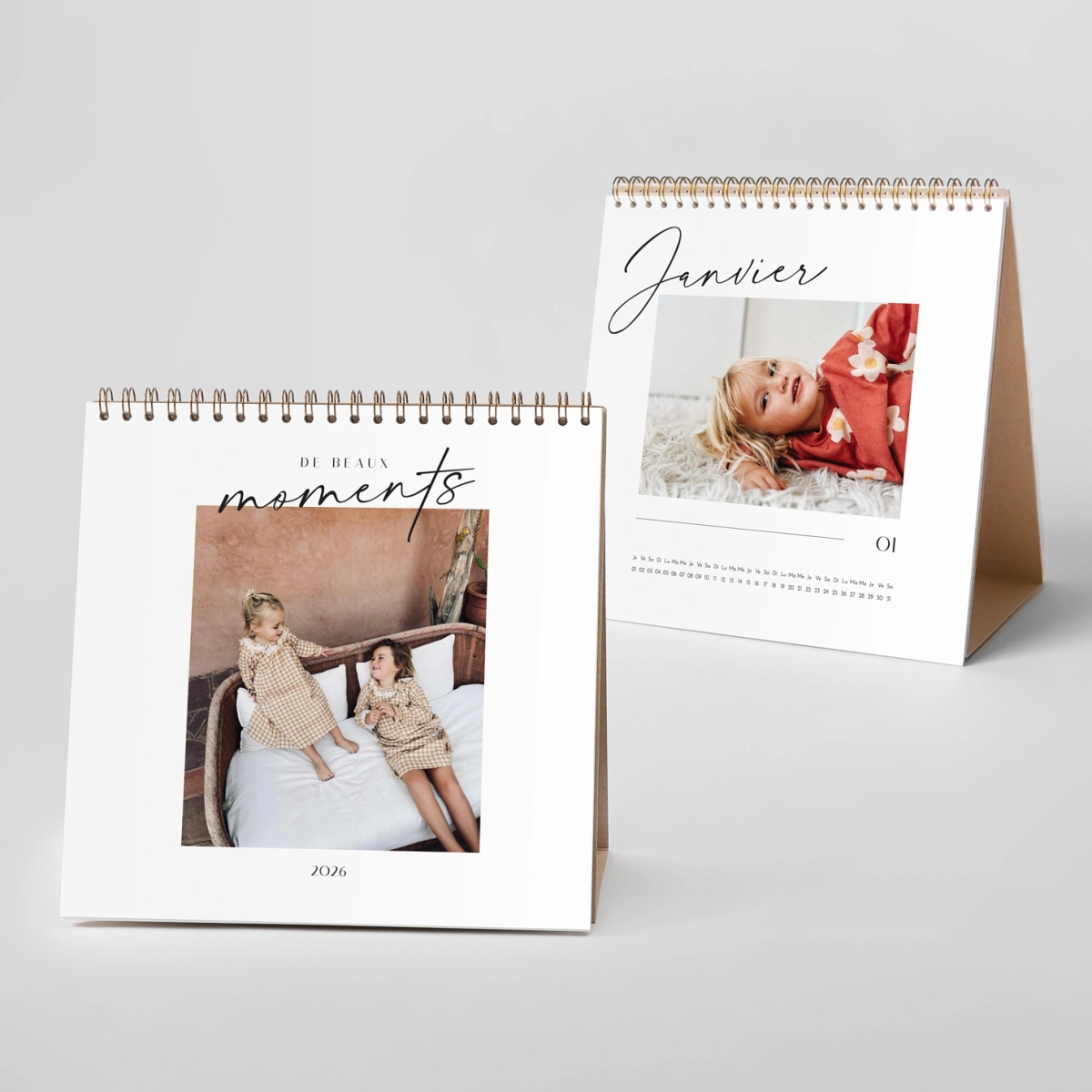 Calendrier photo chevalet Script Clair