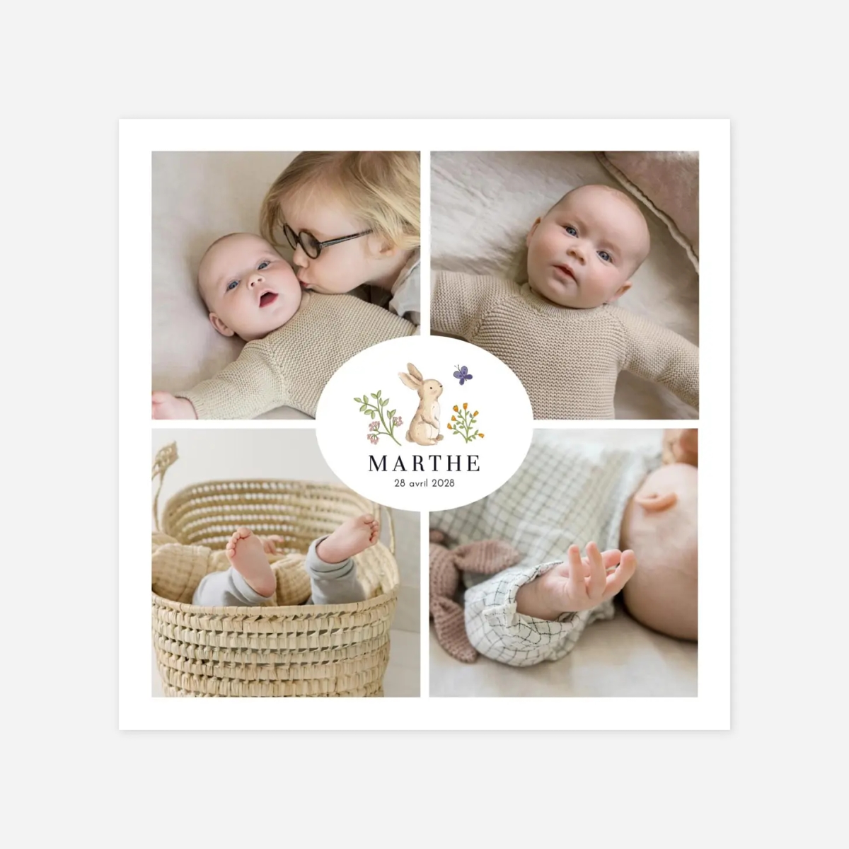 Faire-part naissance Scénette du jardin