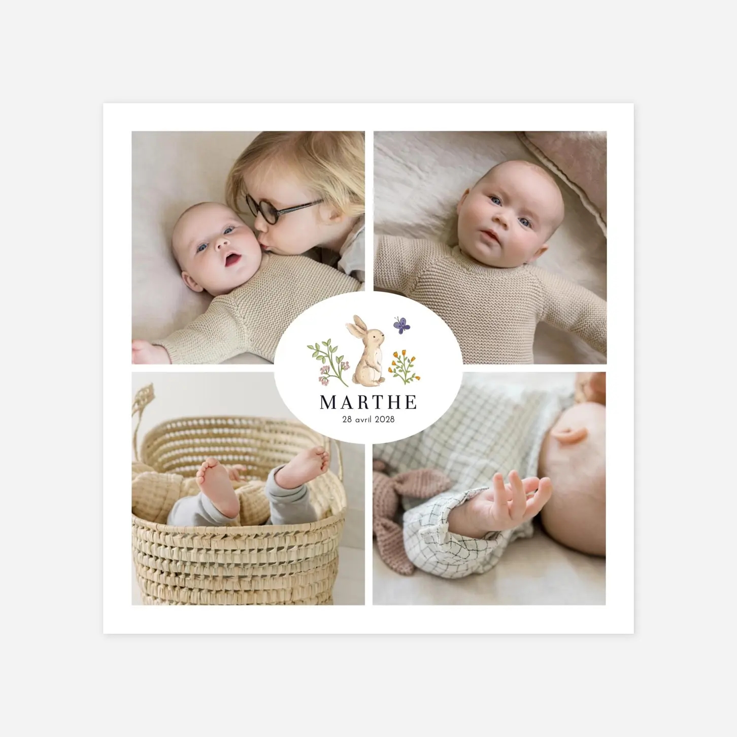 Faire-part naissance Scénette du jardin