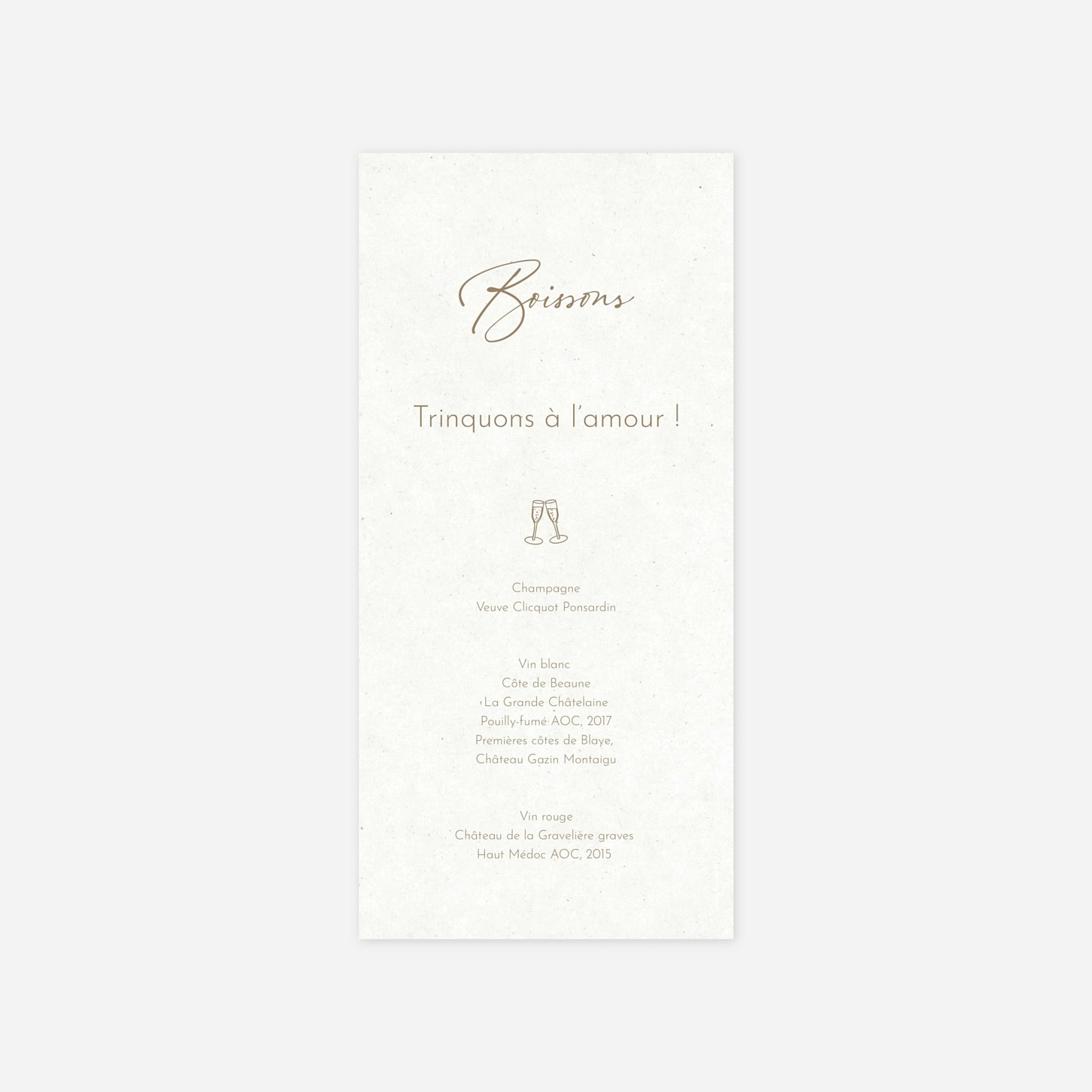 Menu mariage Signes d’Amour