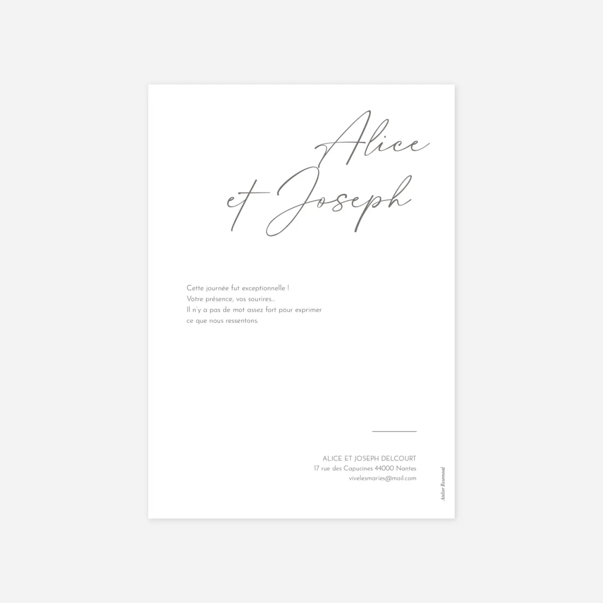 Carte de remerciements Signature I