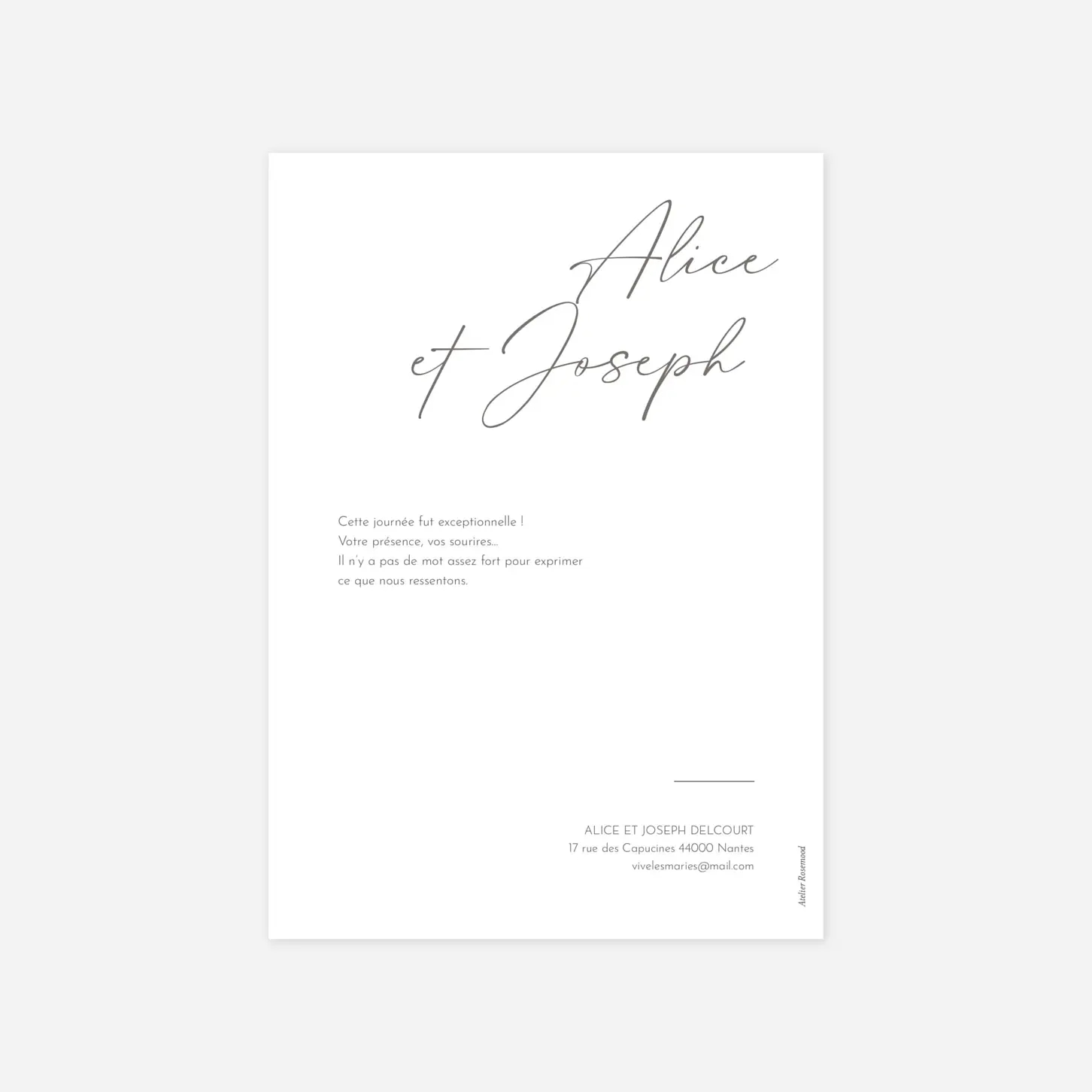 Carte de remerciements Signature I