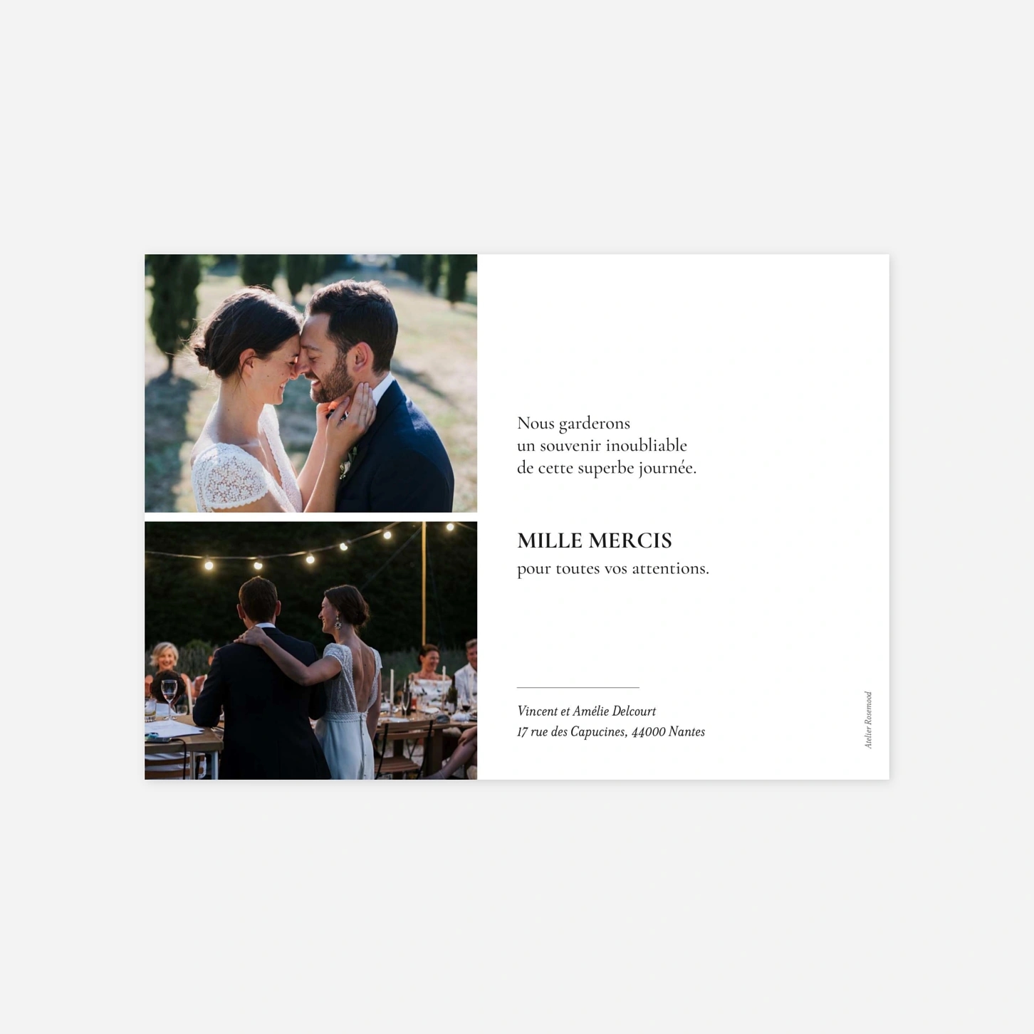 Carte de remerciements Simplement