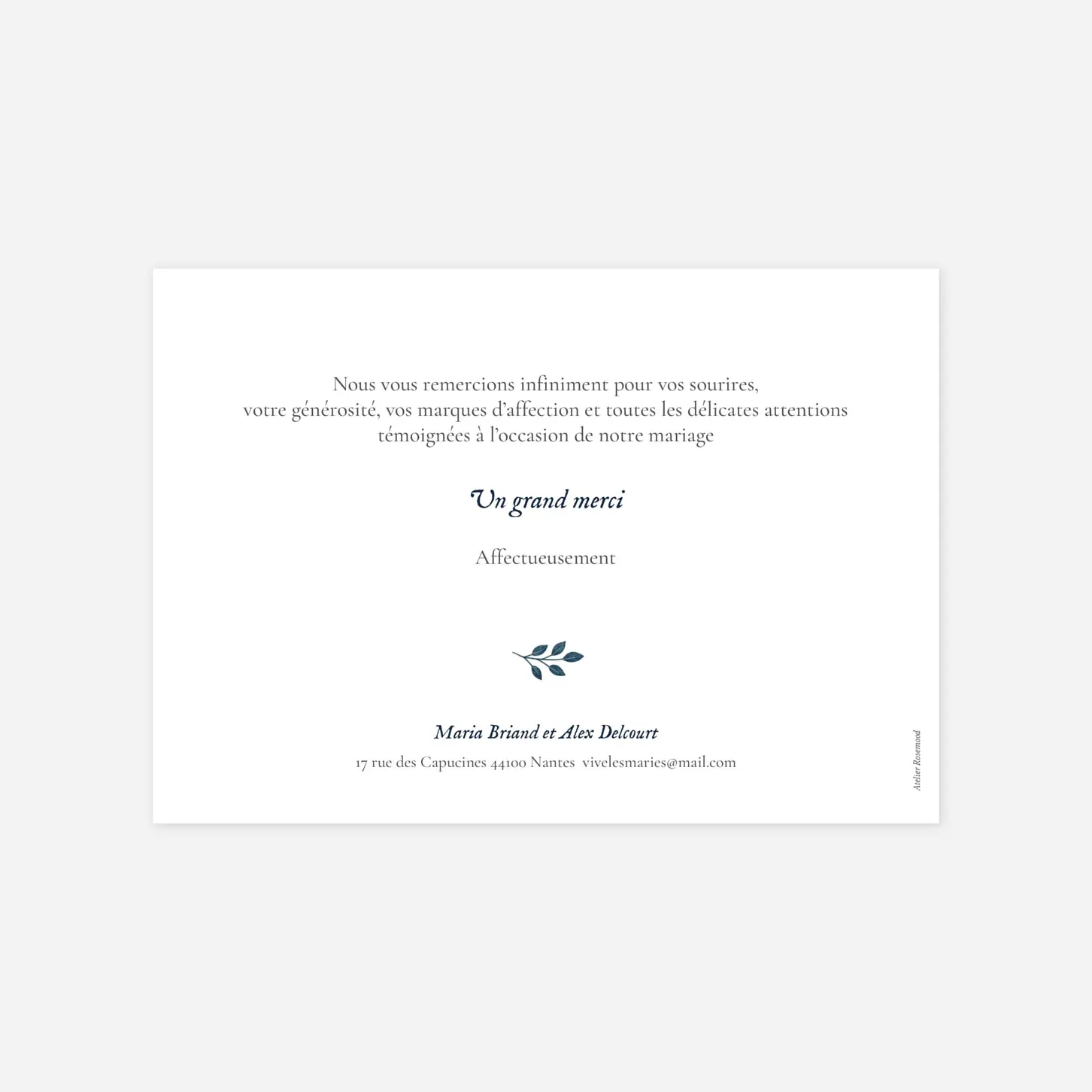 Carte de remerciements Signature végétale