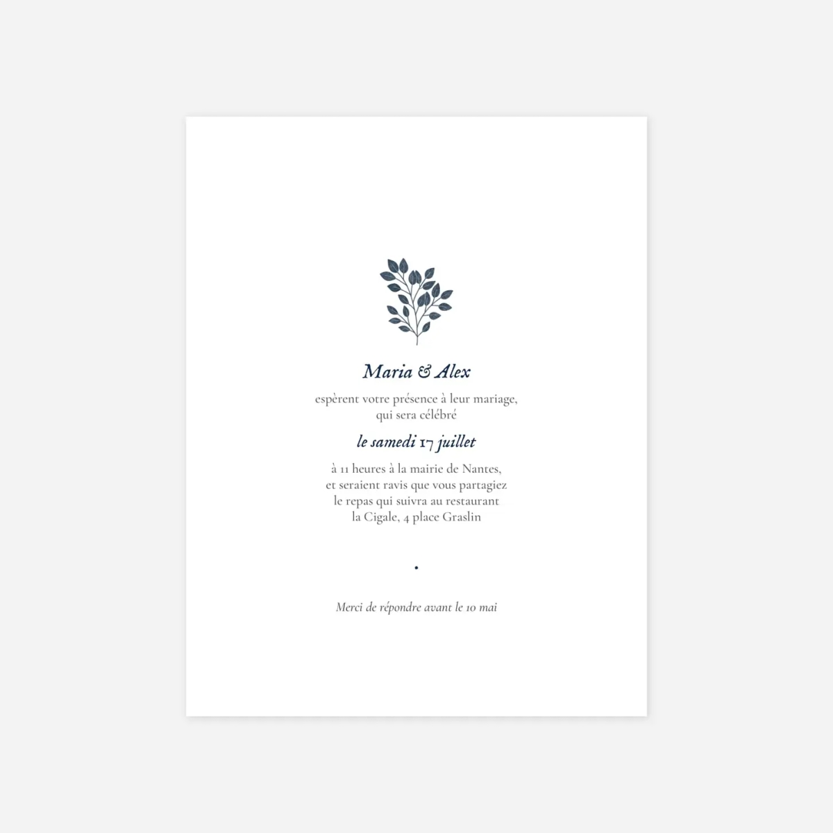 Faire-part mariage Signature végétale