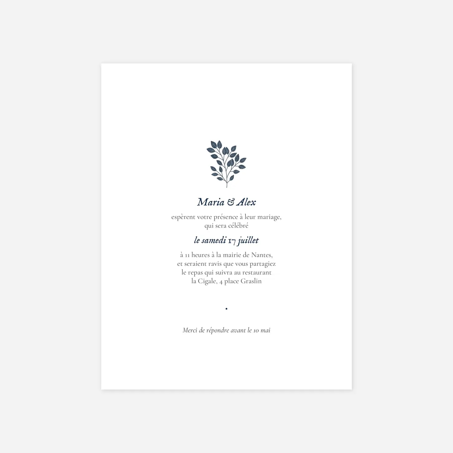 Faire-part mariage Signature végétale