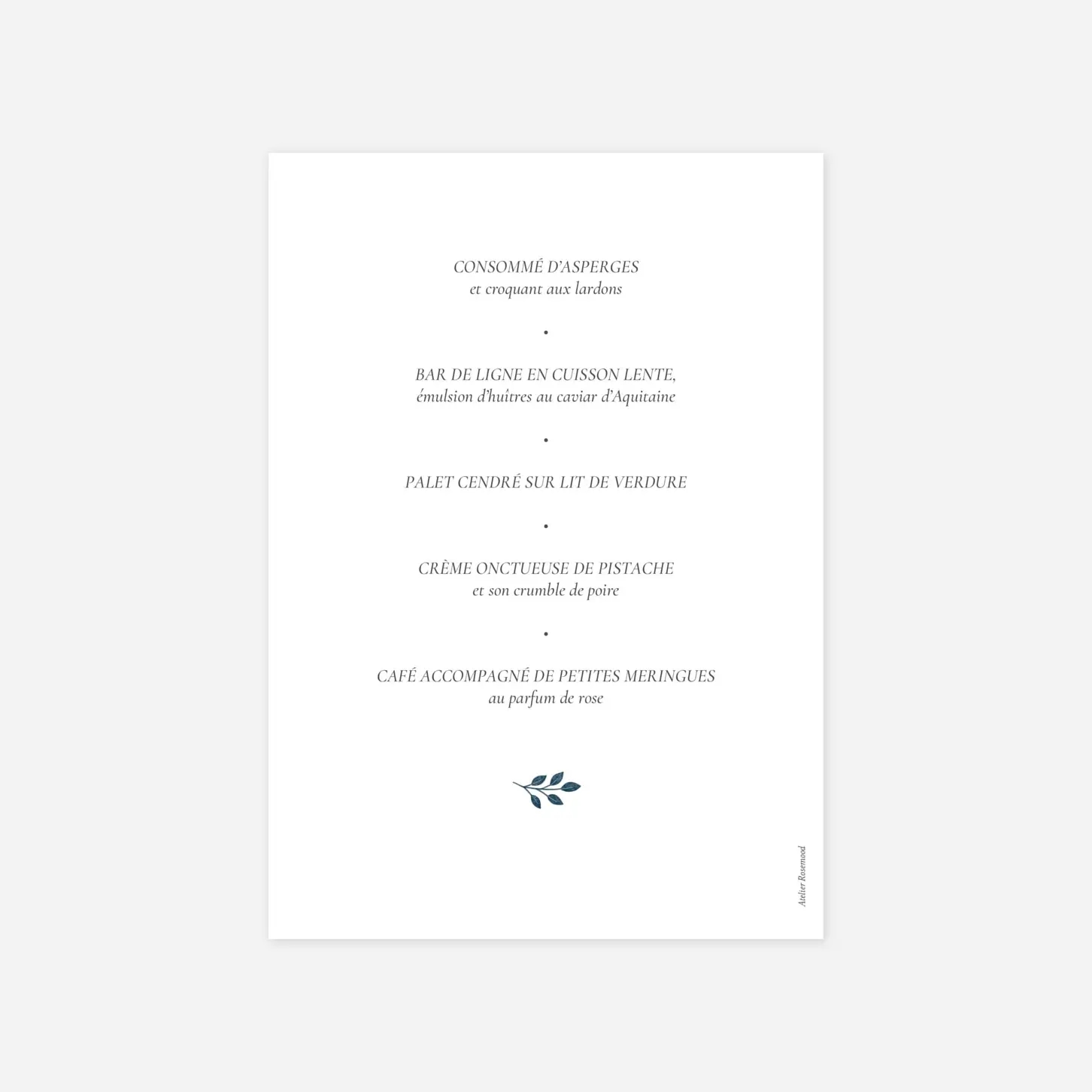 Menu baptême Signature végétale