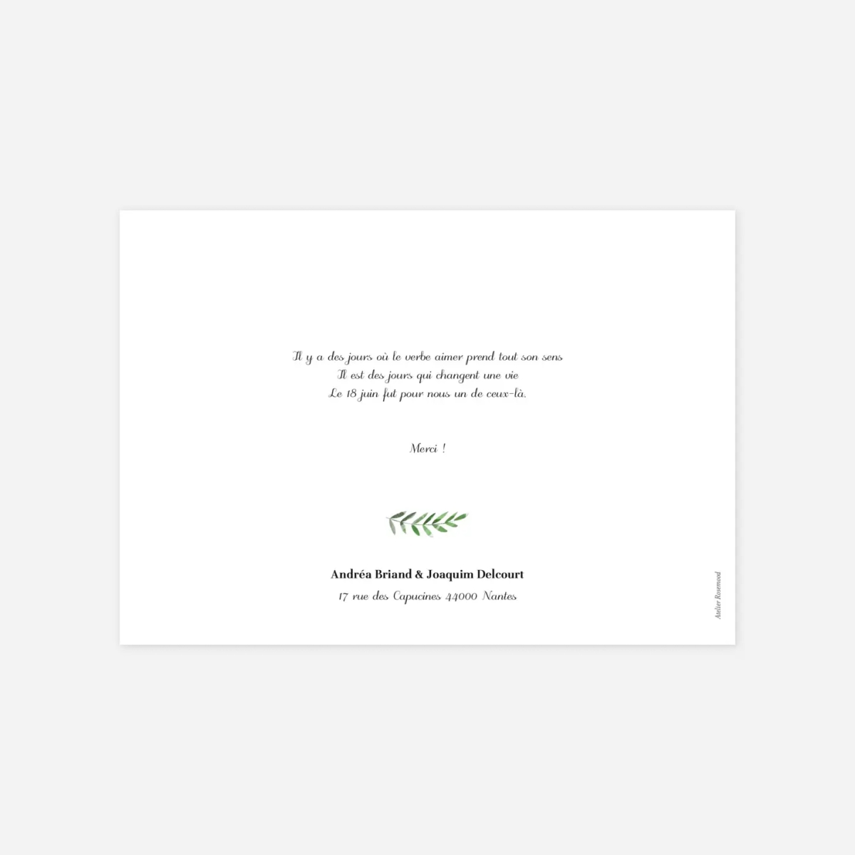 Carte de remerciements Sous la pergola