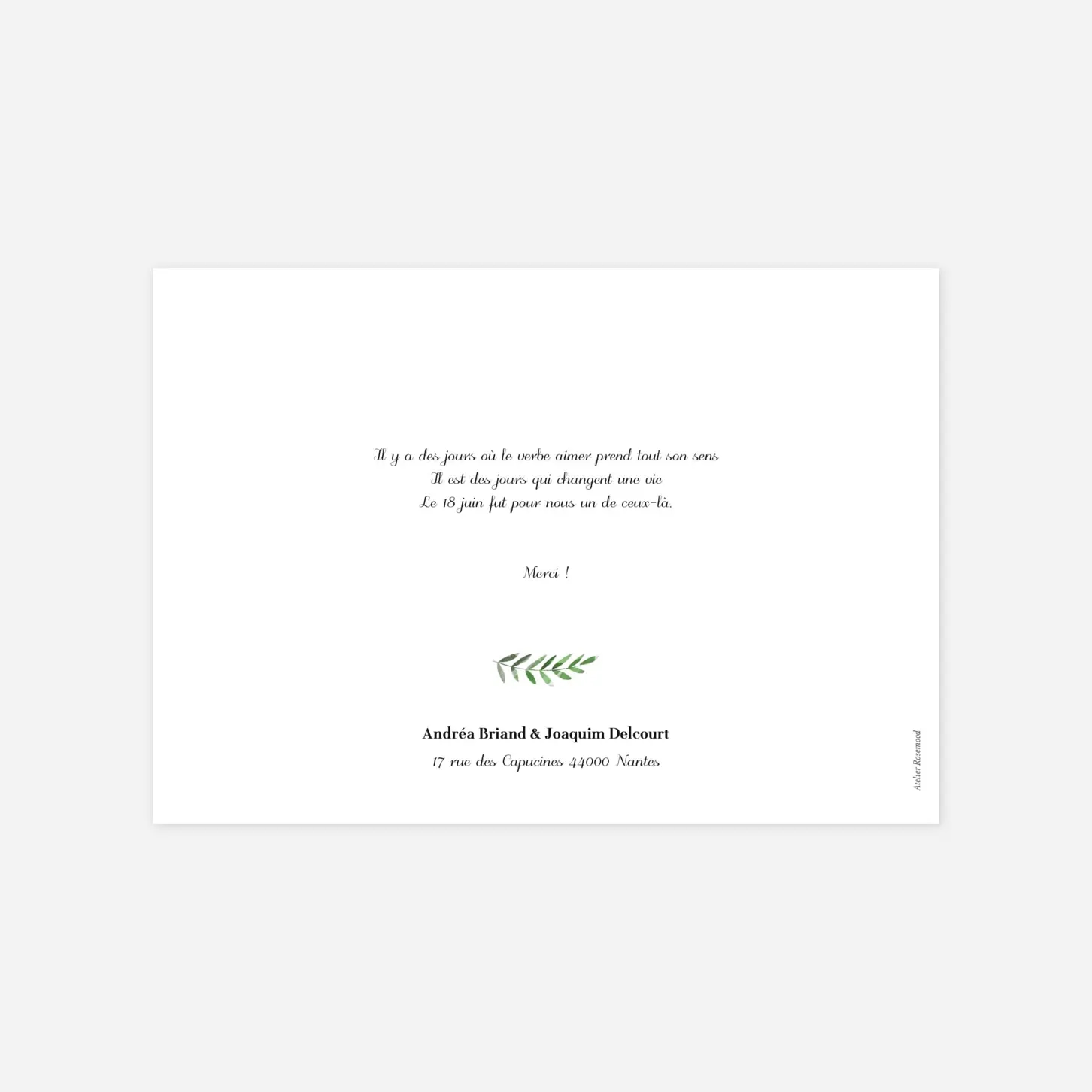 Carte de remerciements Sous la pergola