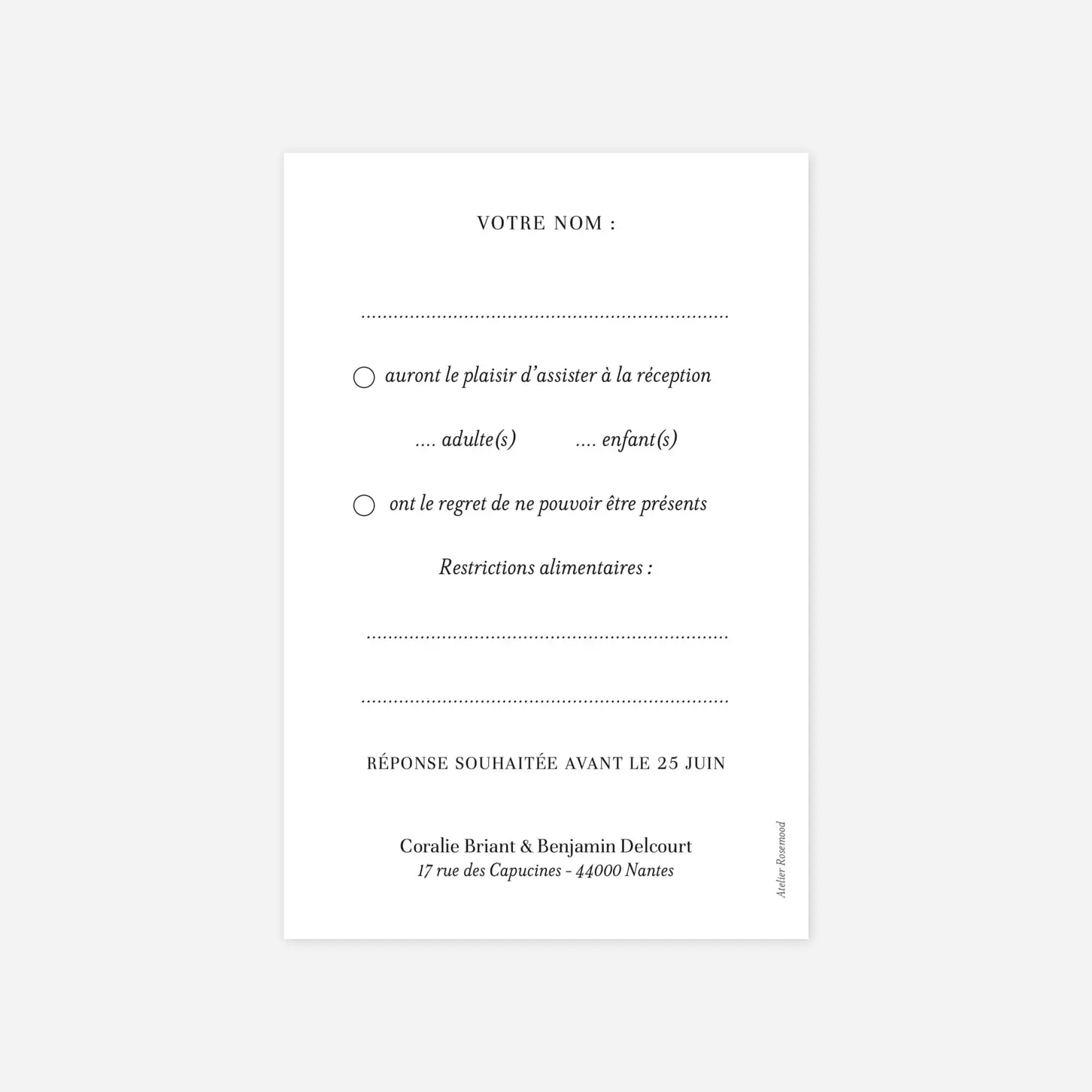 Carton réponse Solstice d'été