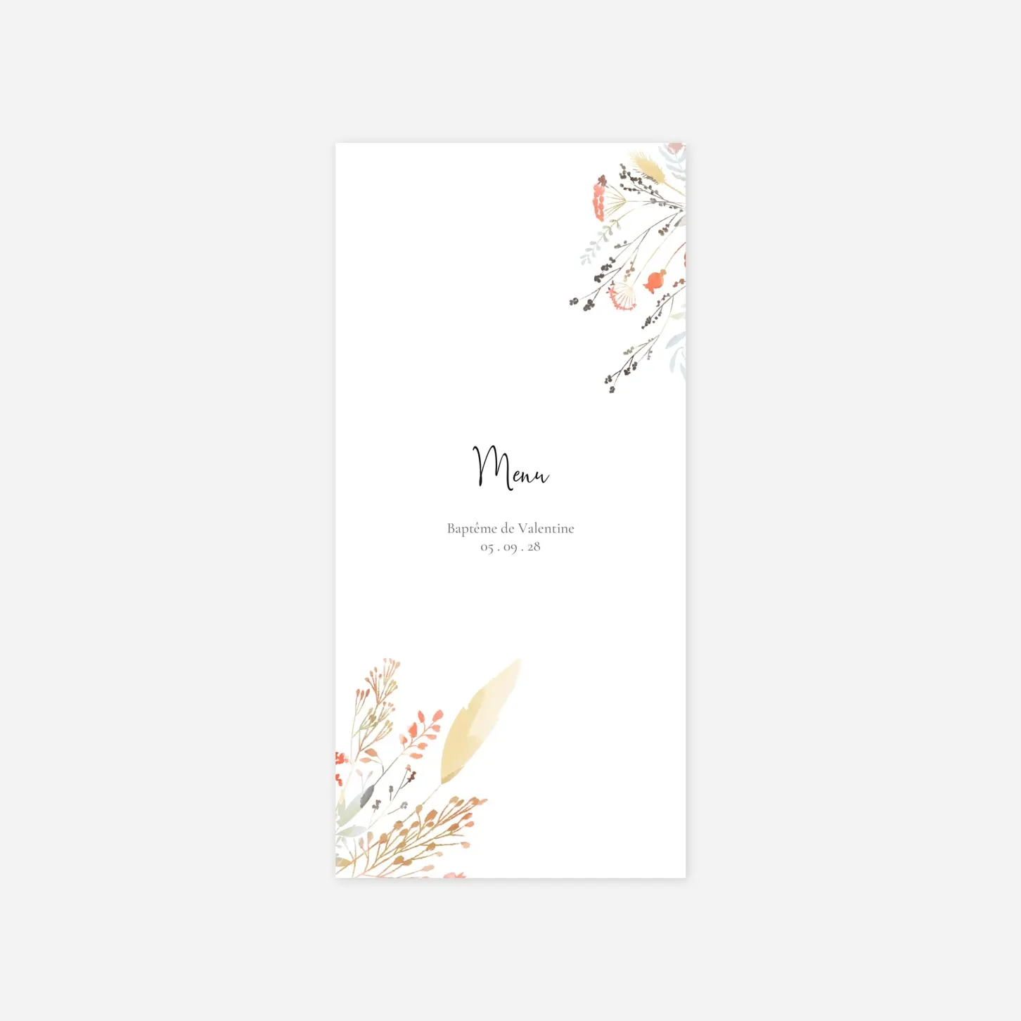 Menu baptême Solstice d'été