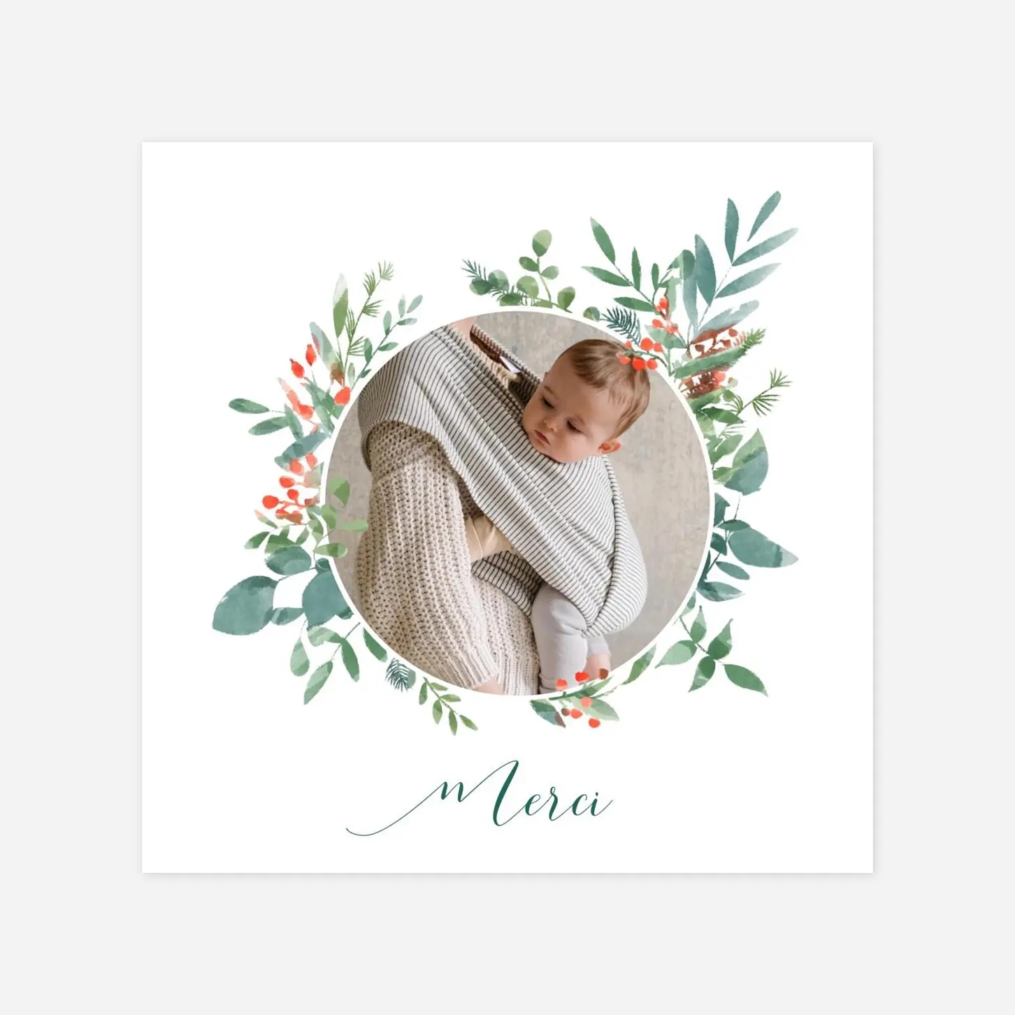 Carte remerciement naissance Solstice d'hiver