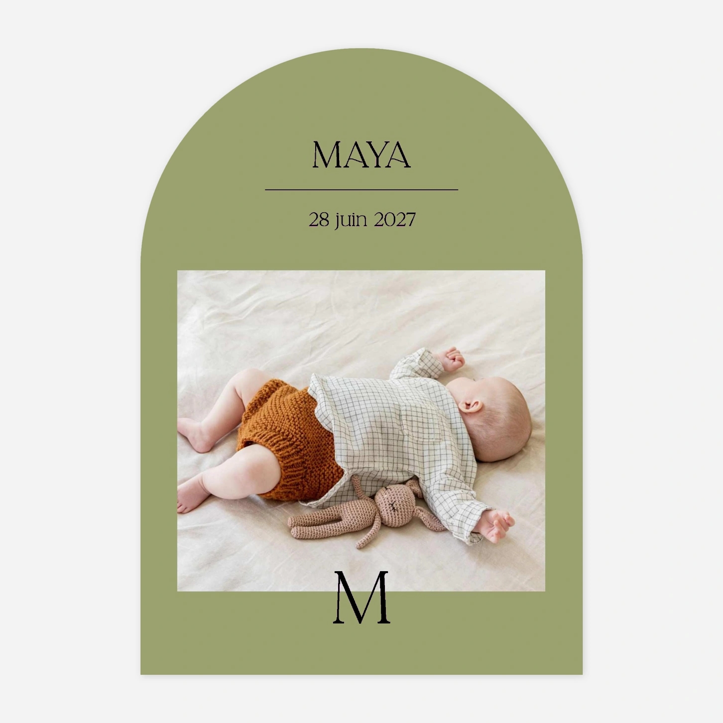 Faire-part naissance Son initiale