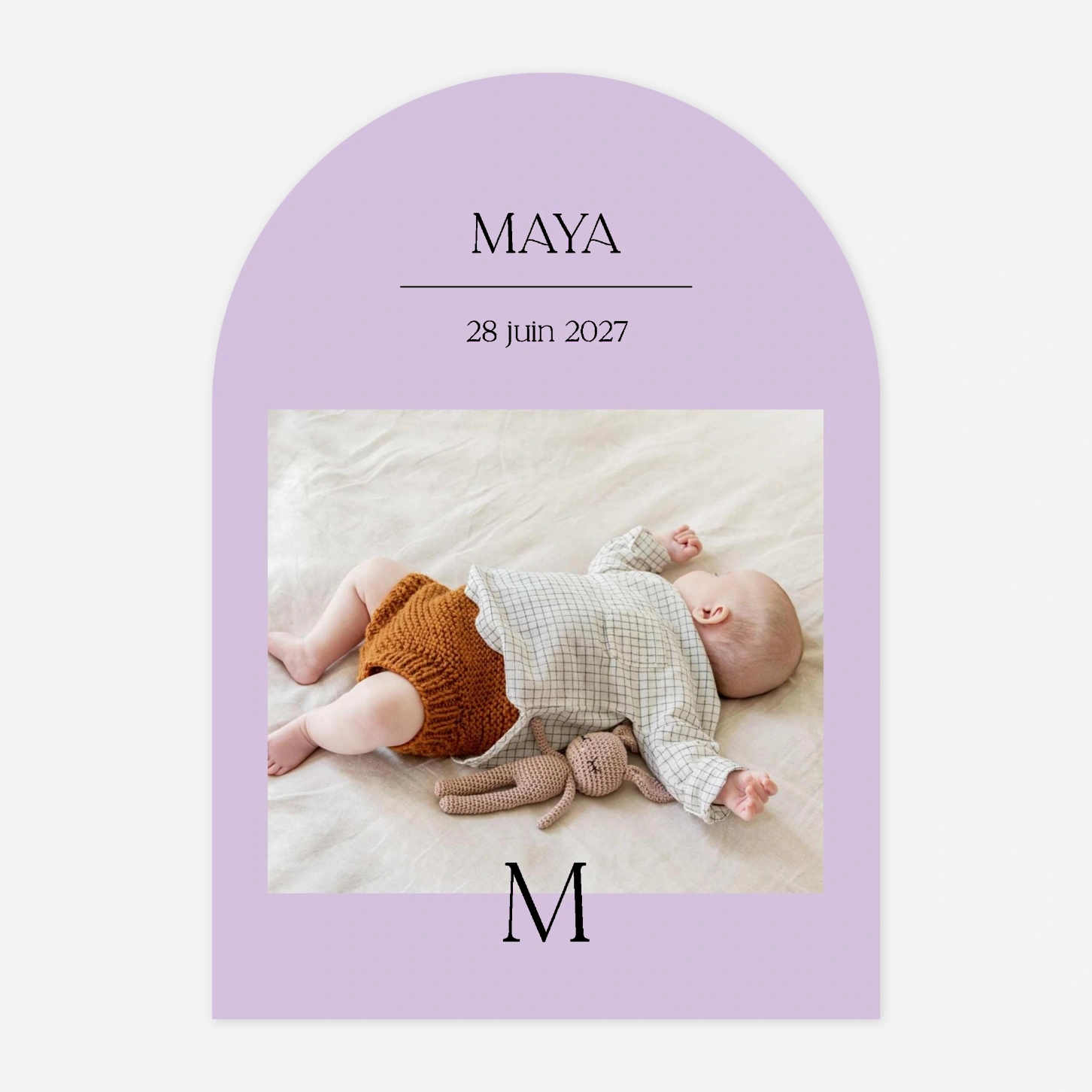 Faire-part naissance Son initiale