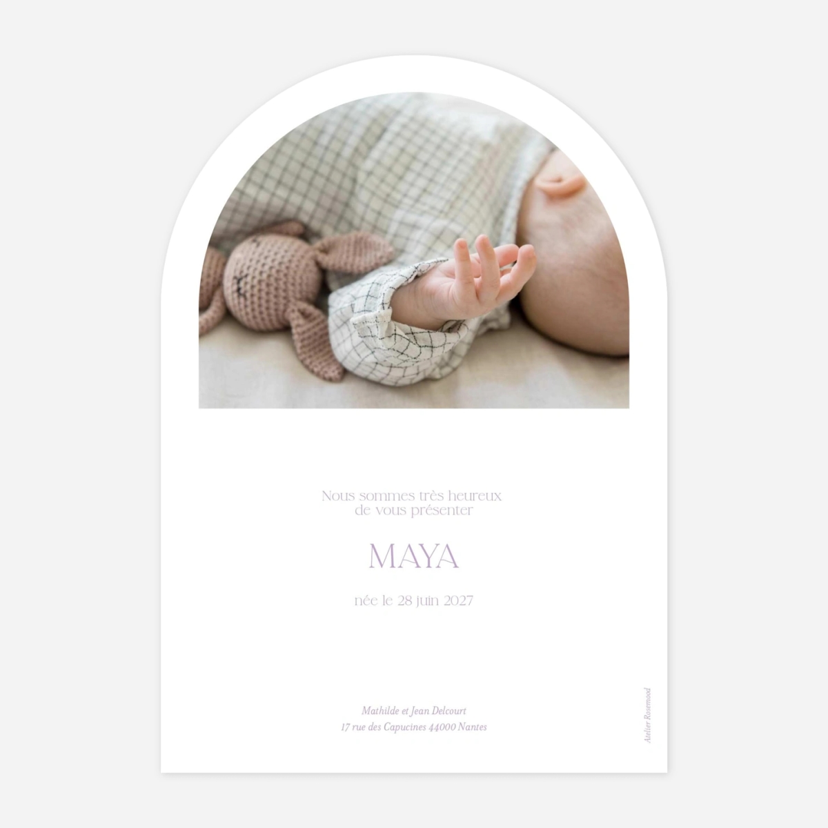 Faire-part naissance Son initiale