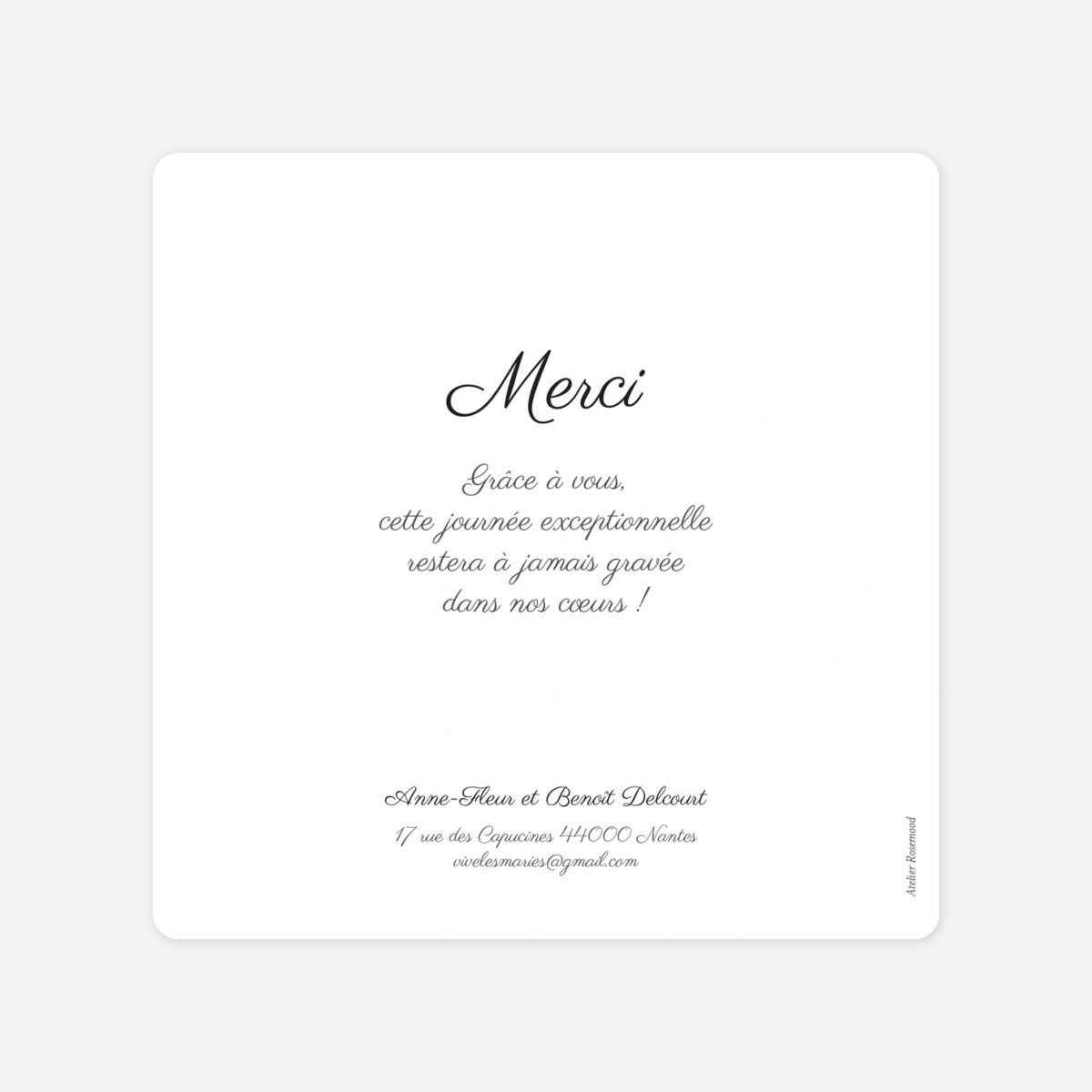 Carte de remerciements Souvenirs