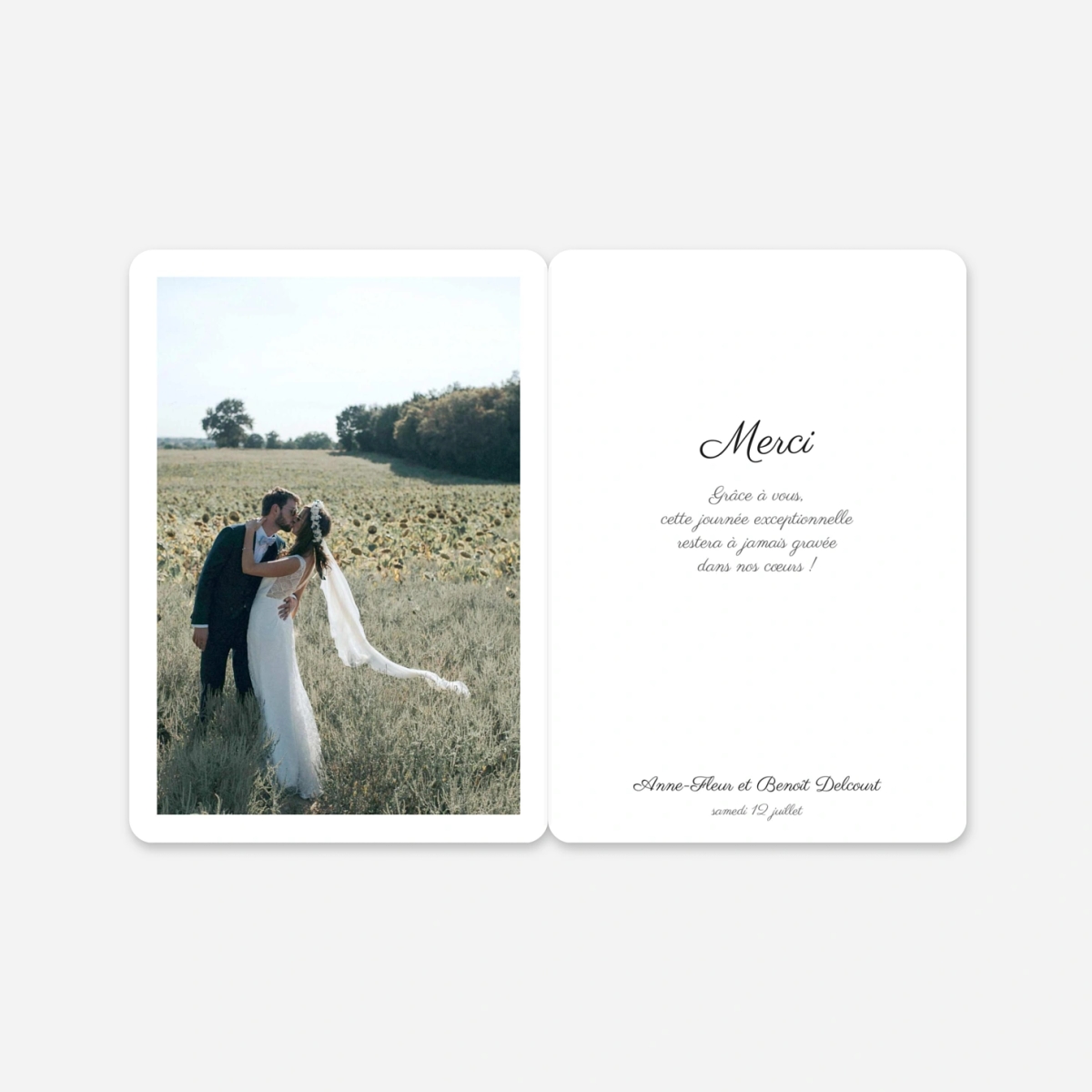 Carte de remerciements Souvenirs