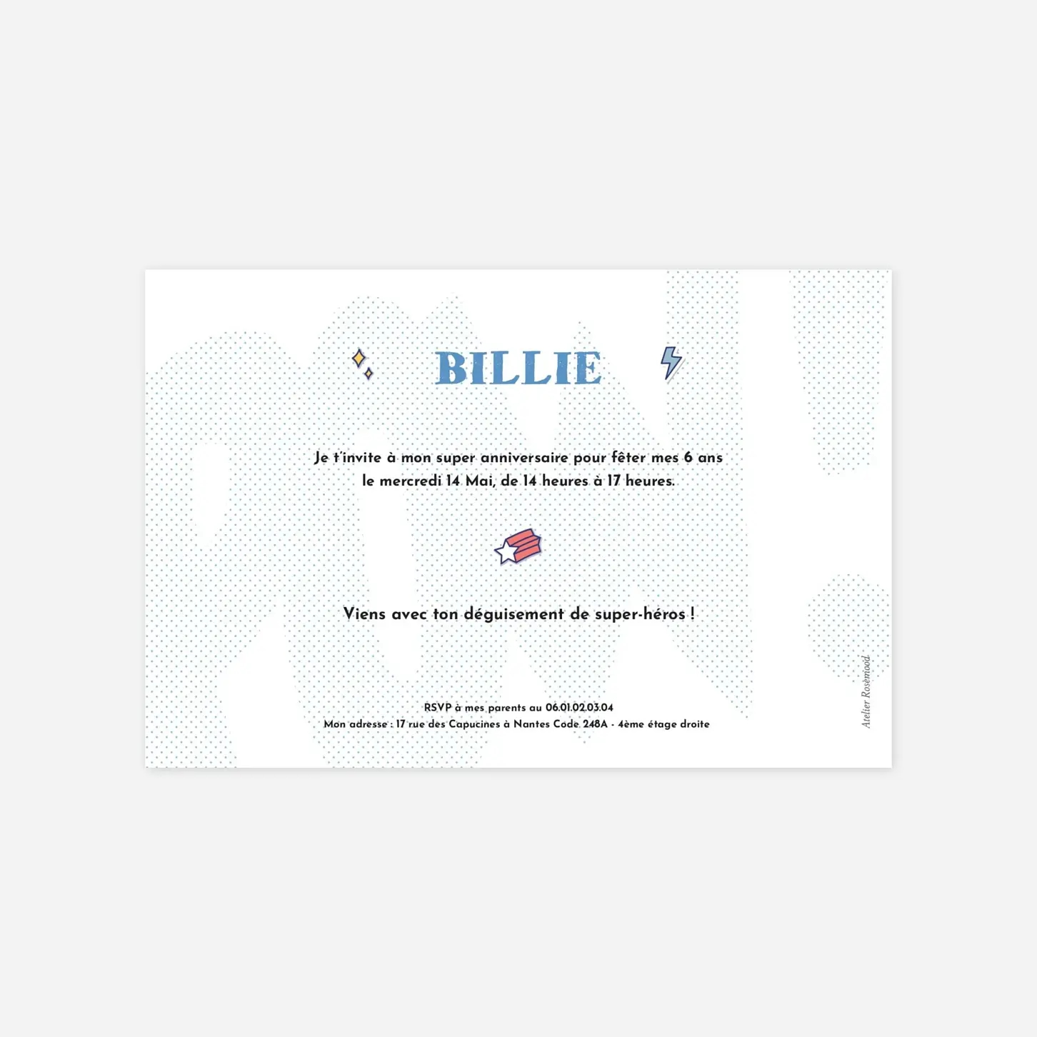 invitation anniversaire enfant Super-Motif