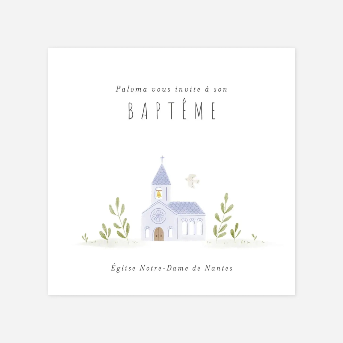 Faire-part baptême Symboles aquarellés