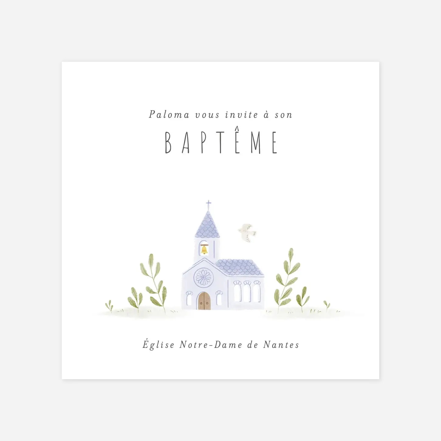 Faire-part baptême Symboles aquarellés