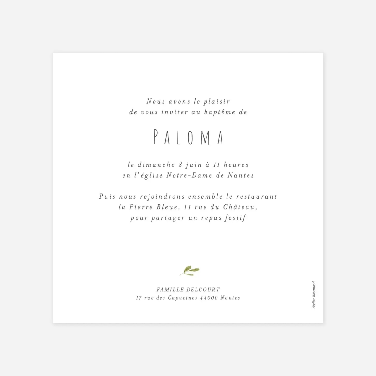 Faire-part baptême Symboles aquarellés