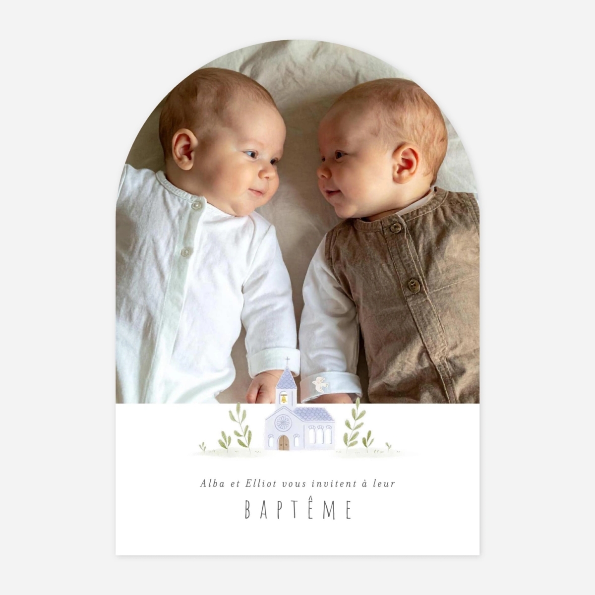 Faire-part baptême Symboles aquarellés II