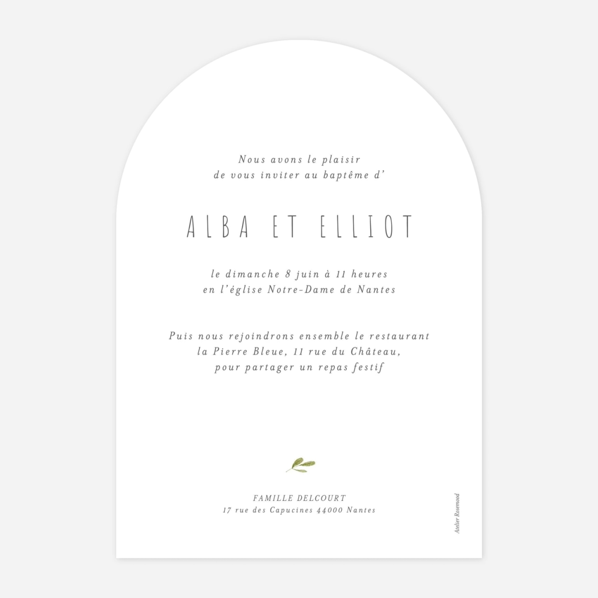 Faire-part baptême Symboles aquarellés II