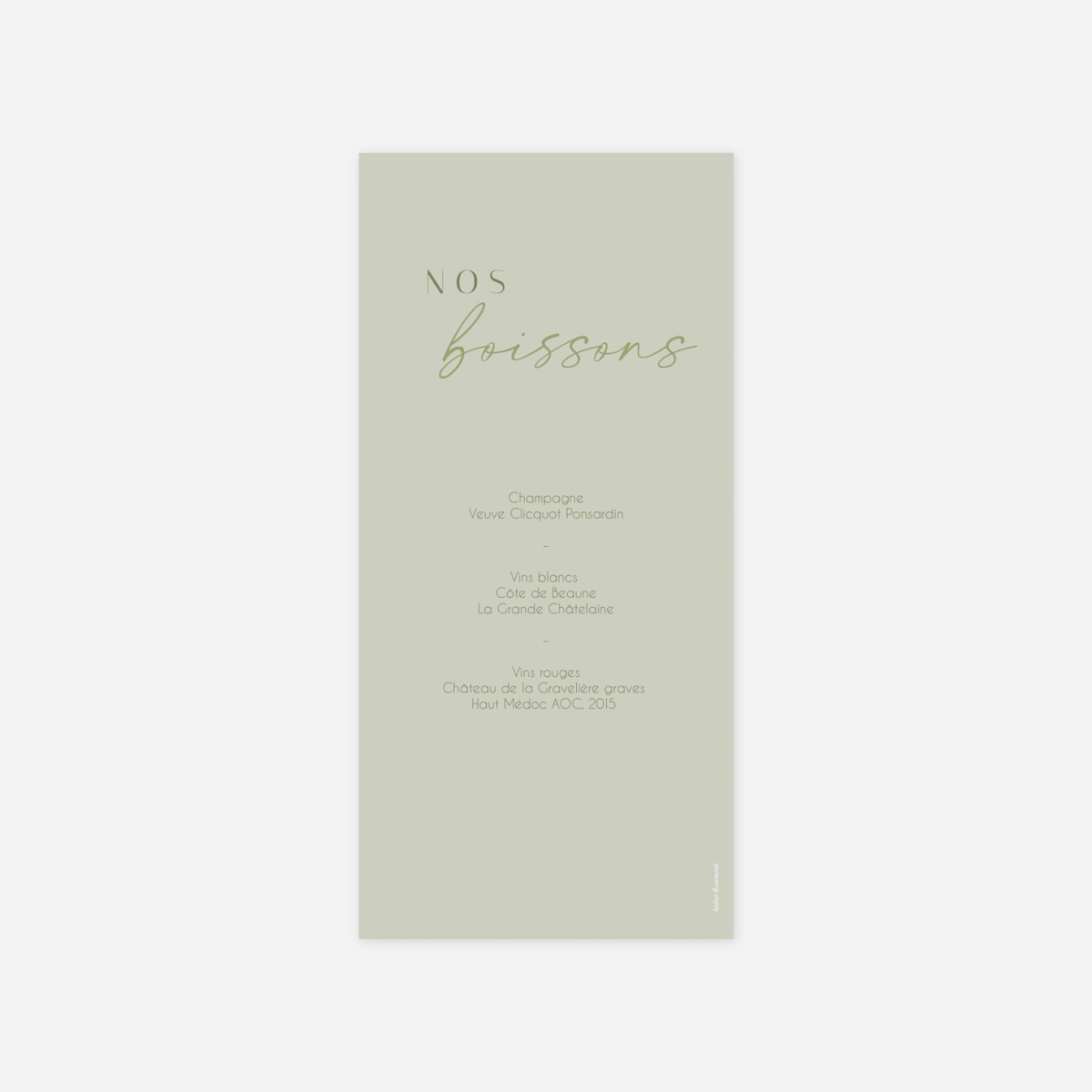 Menu mariage Tendre alliance