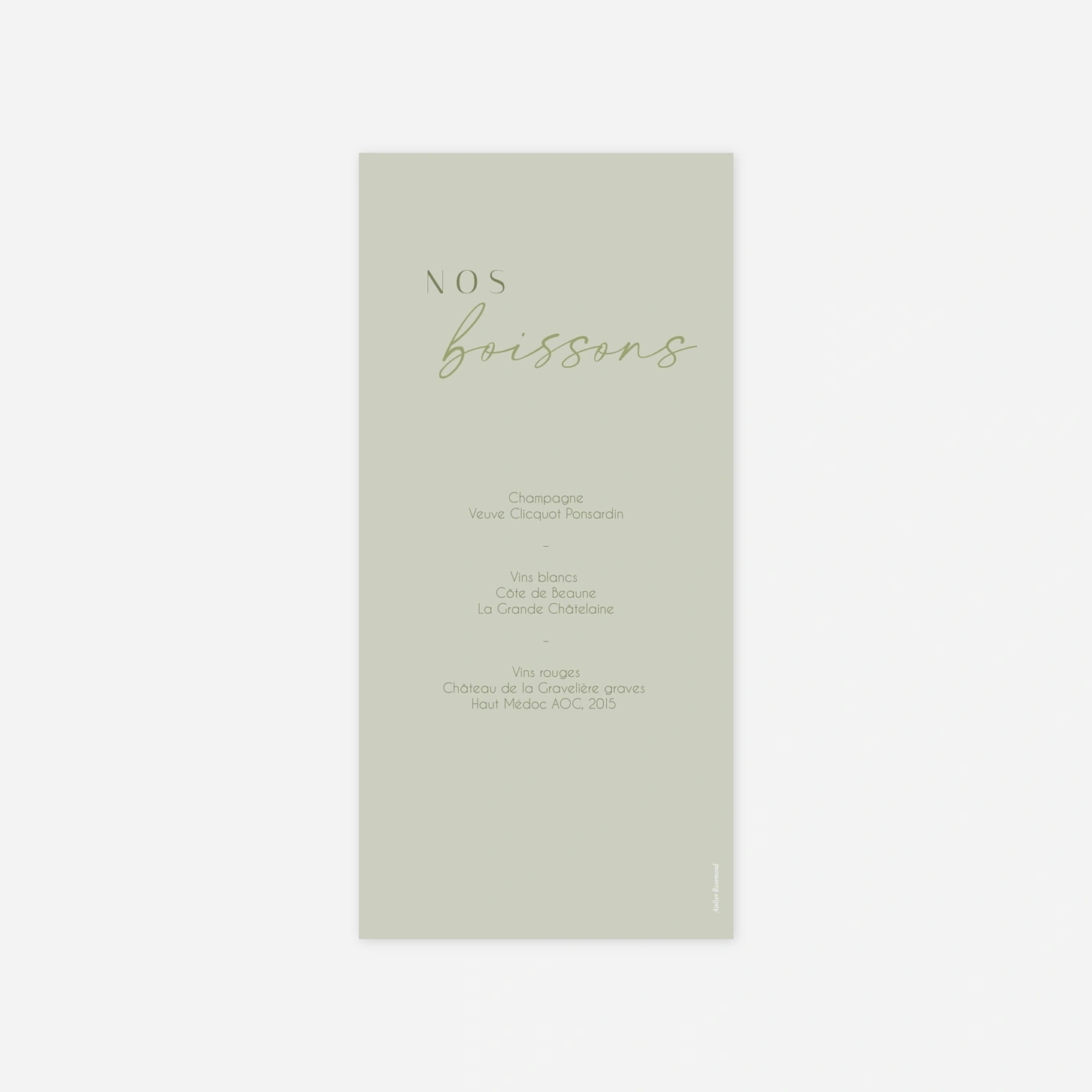 Menu mariage Tendre alliance