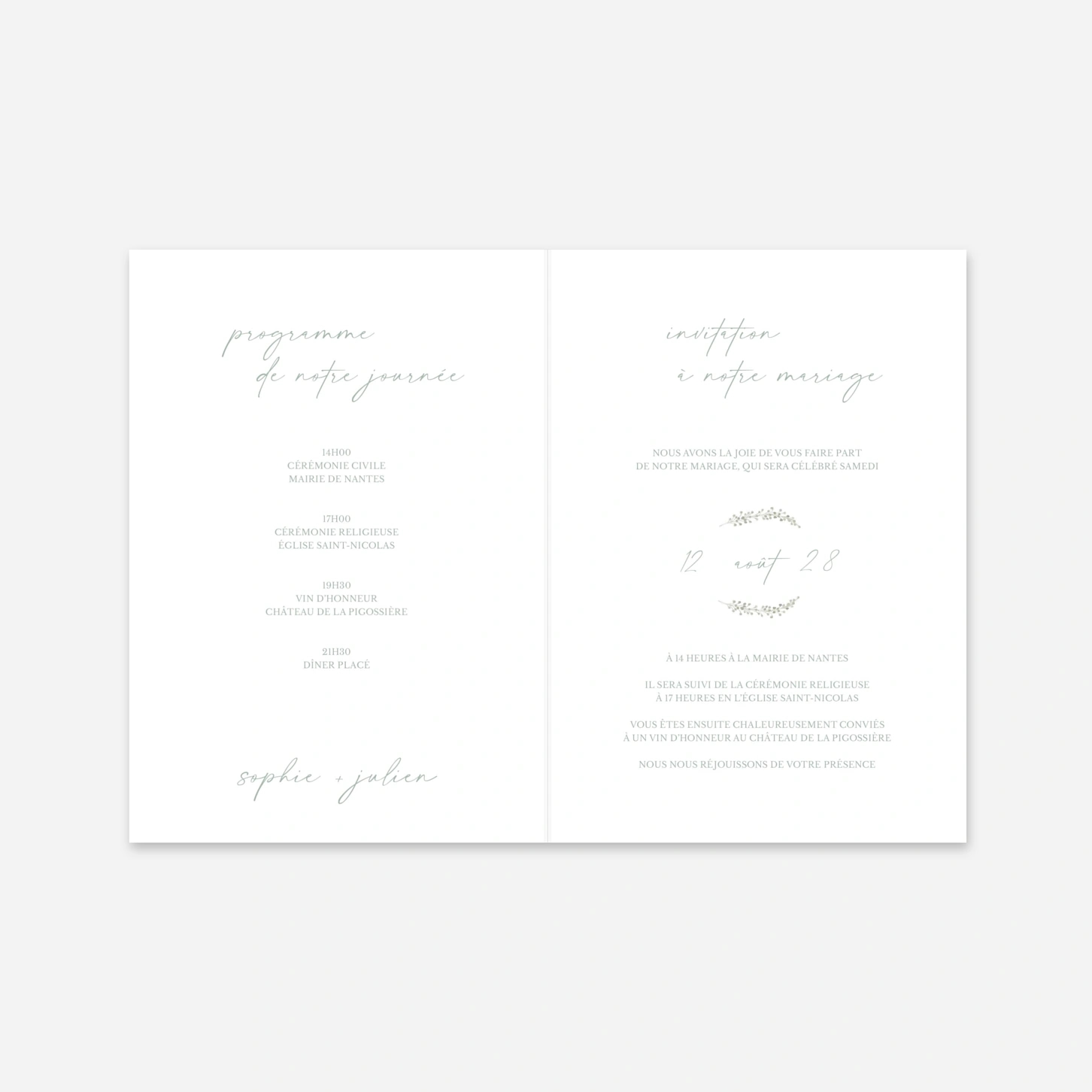 Faire-part mariage Cœurs suspendus