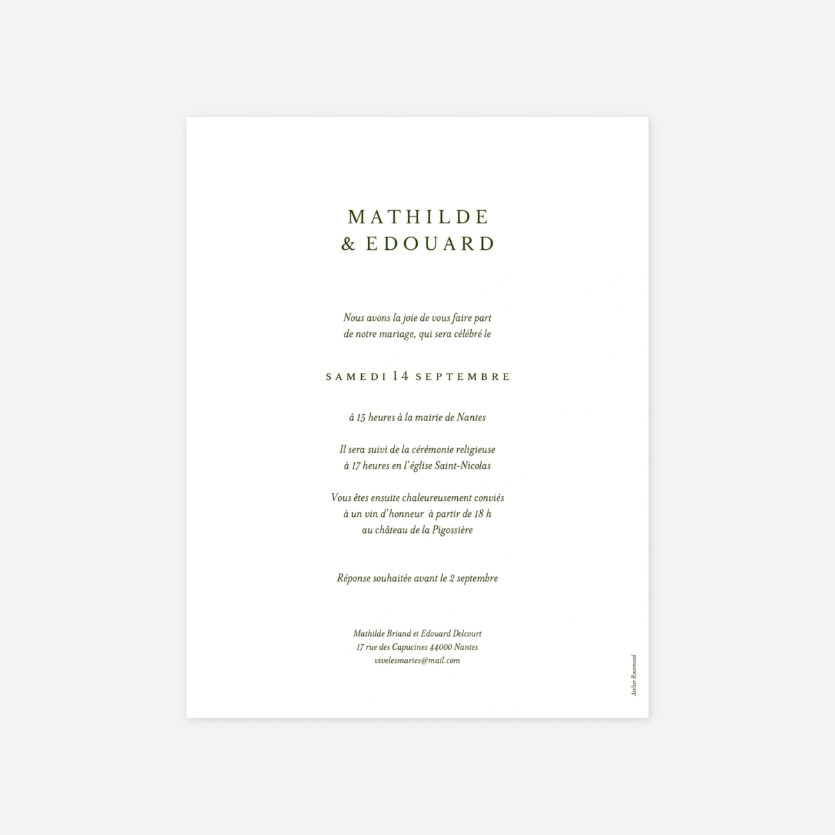 Faire-part mariage Trait d'union