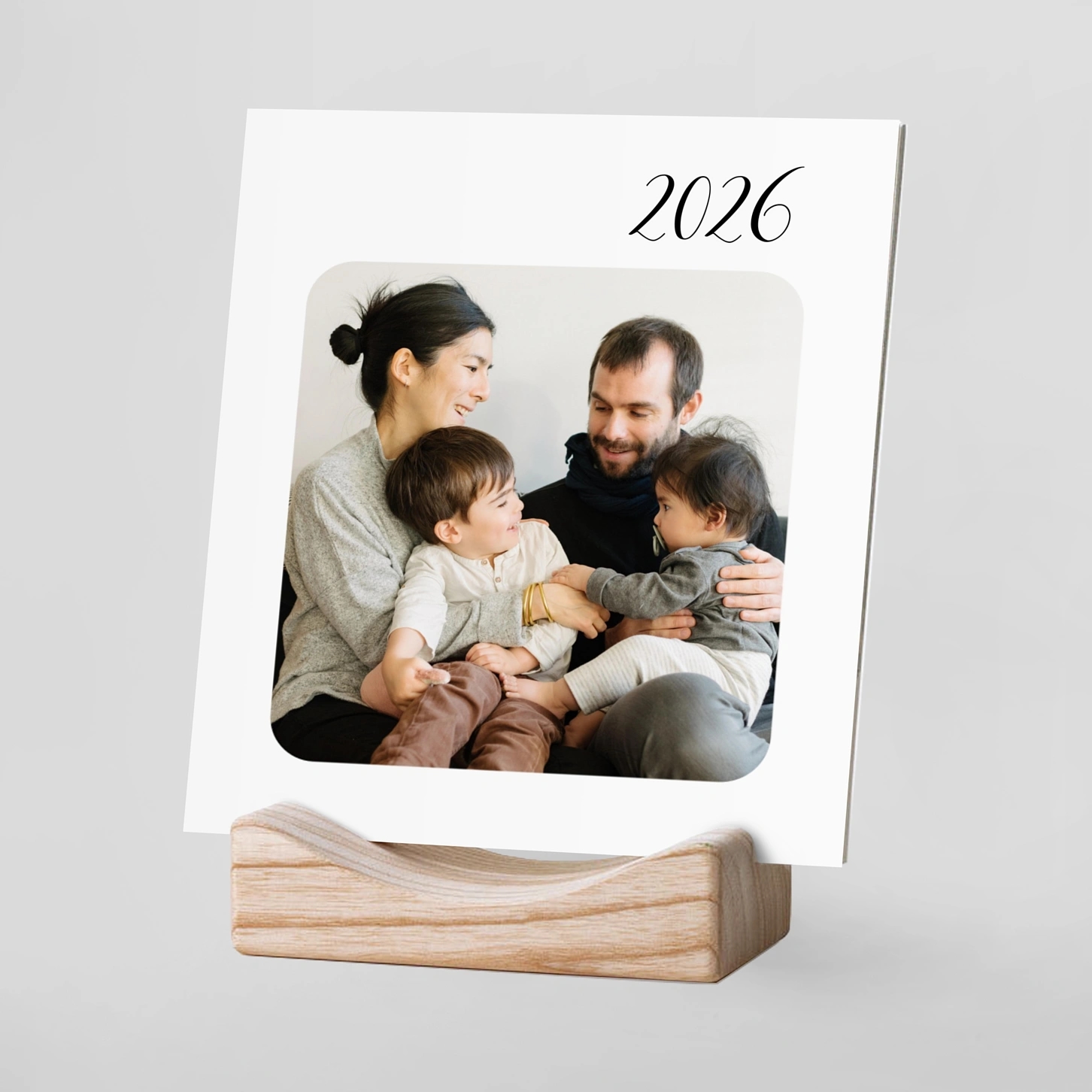 Calendrier photo avec support bois Tendre innocence
