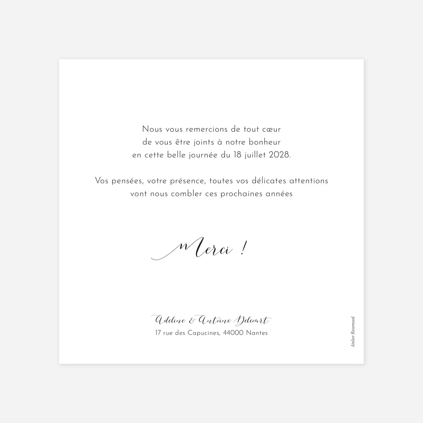 Carte de remerciements Tendre innocence multi photos