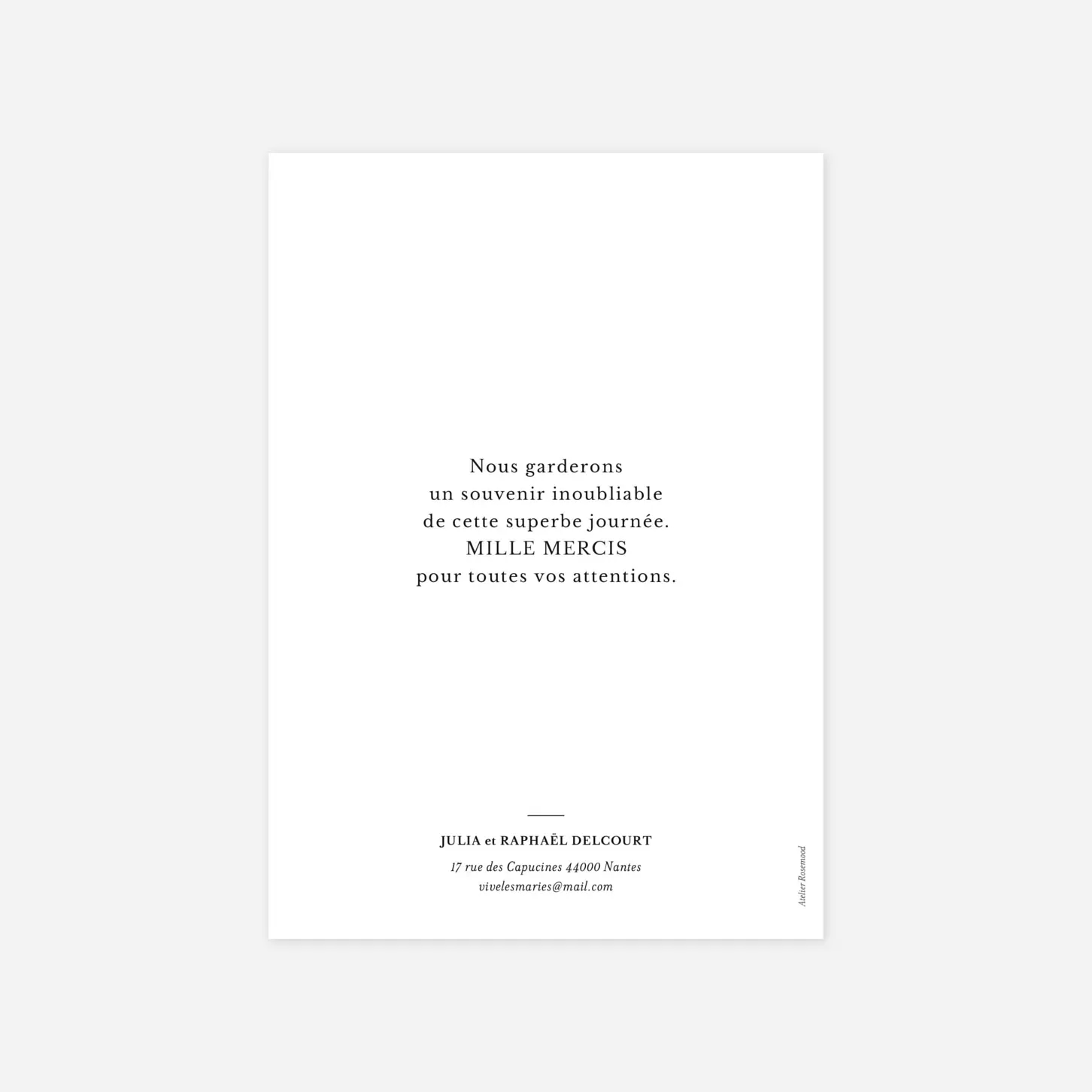 Carte de remerciements Tout simplement