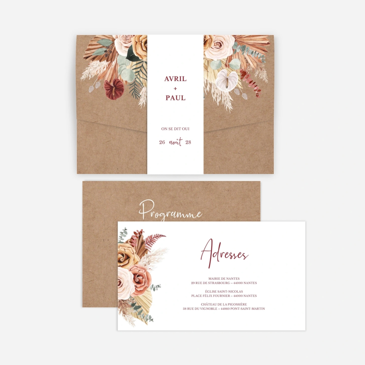 Faire-part mariage Union bohème