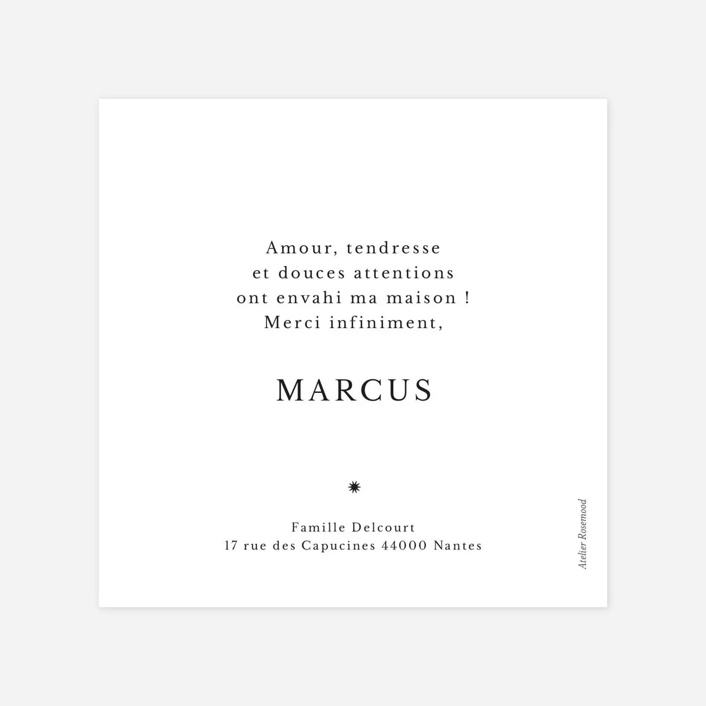 Carte remerciement naissance Une étoile est née