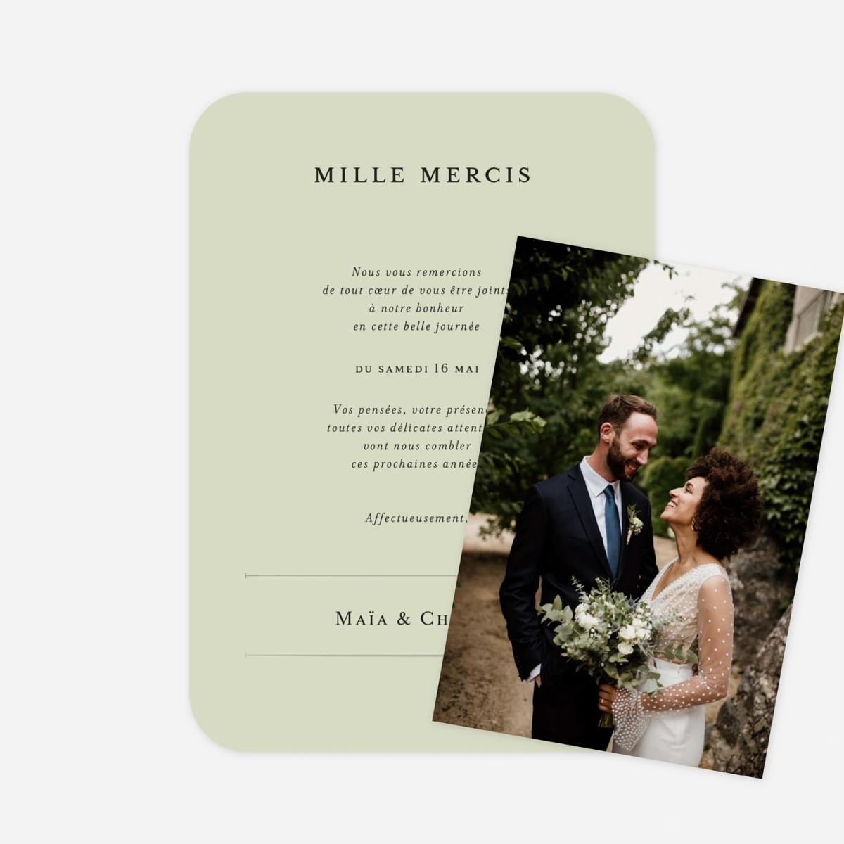 Carte de remerciements Union champêtre