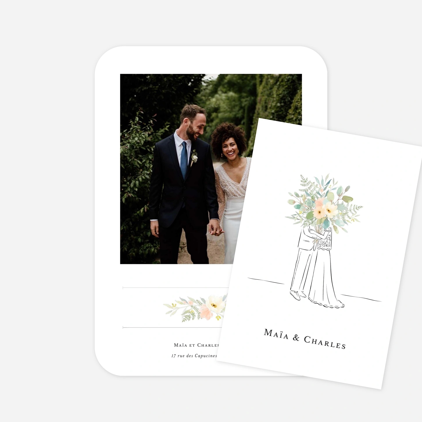 Carte de remerciements Union champêtre