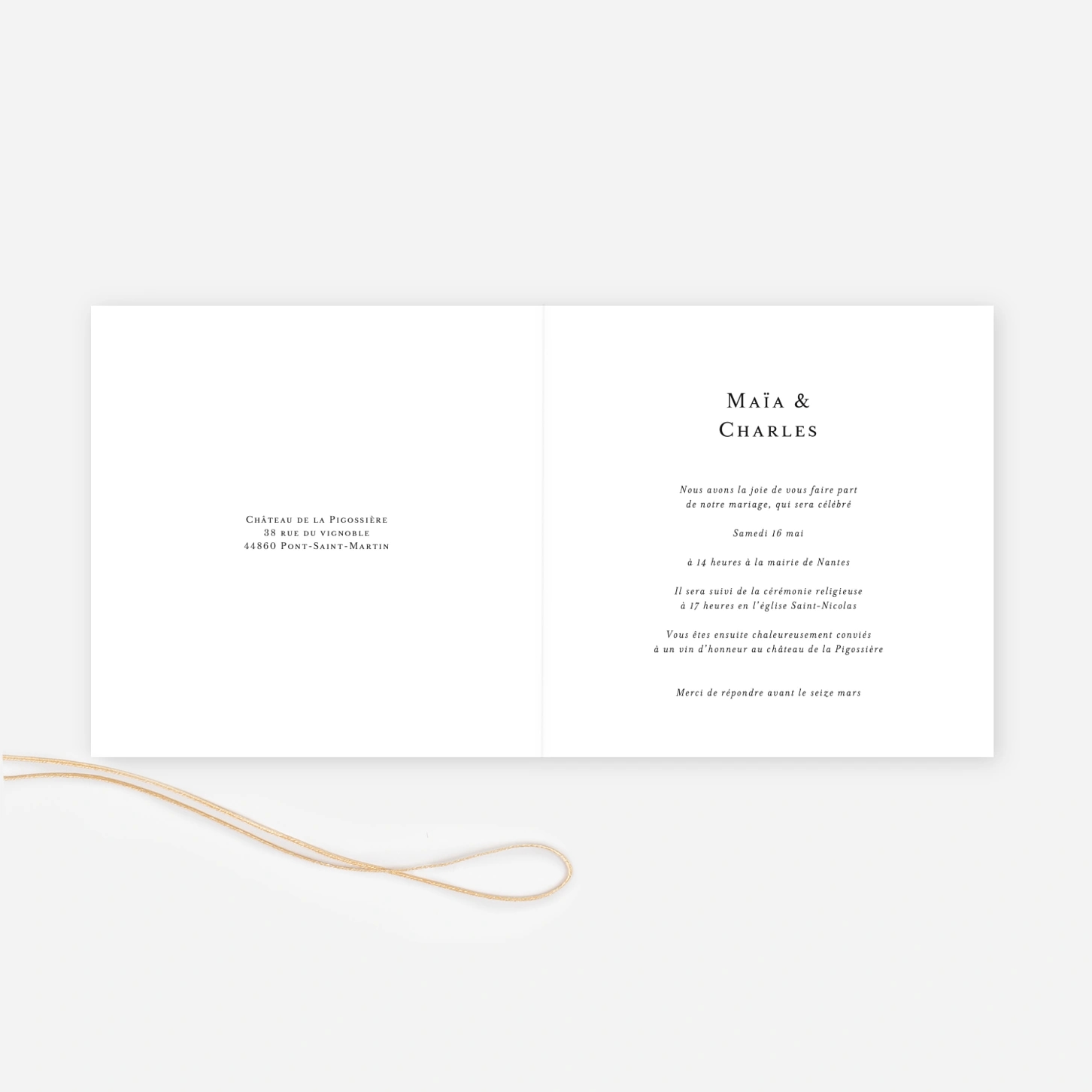 Faire-part mariage Union champêtre