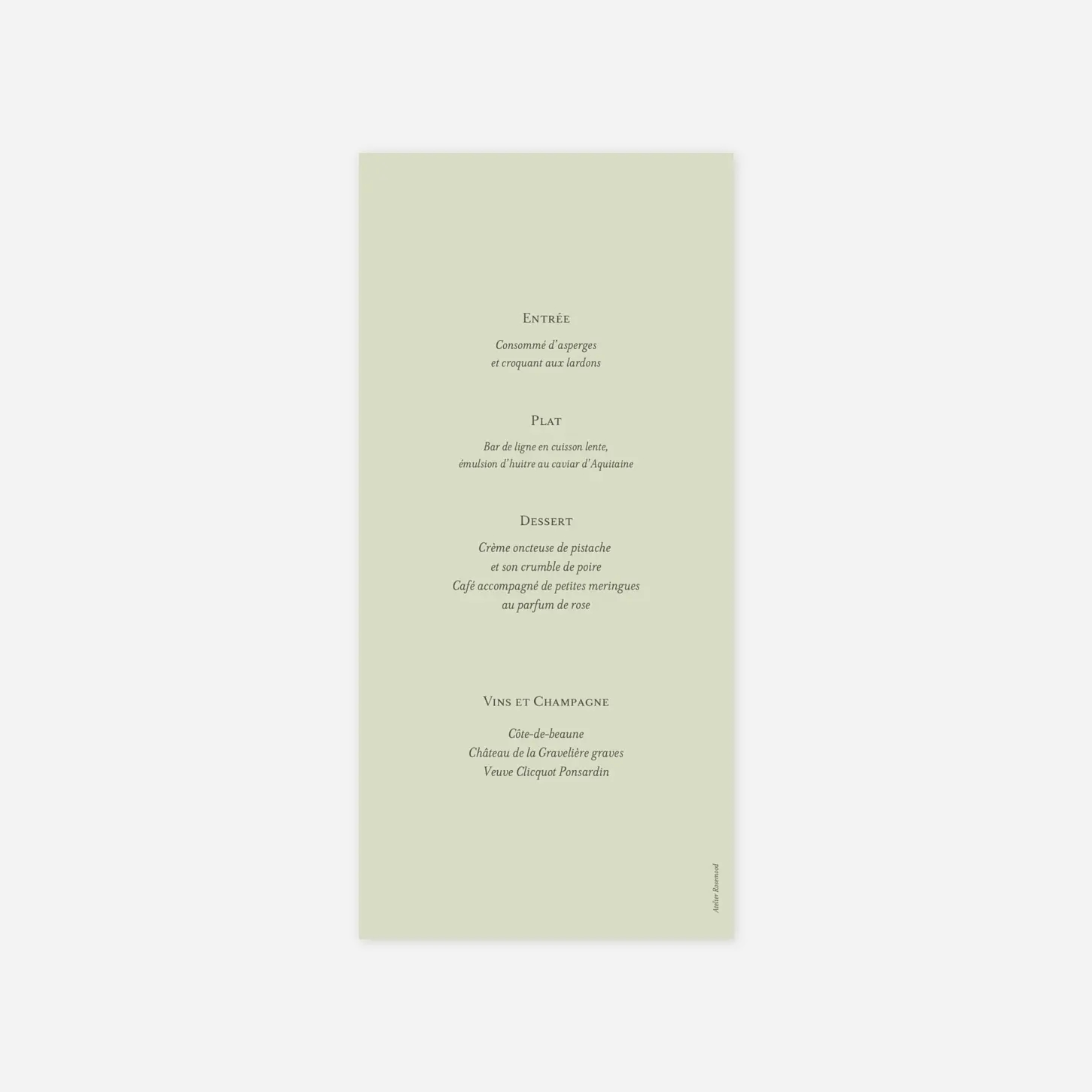 Menu mariage Union champêtre