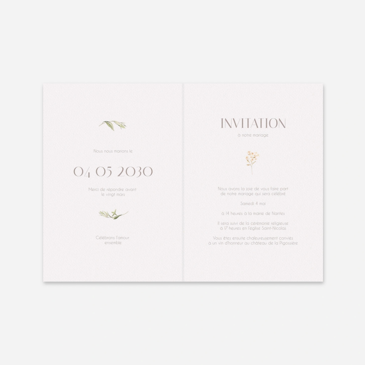 Faire-part mariage Union délicate