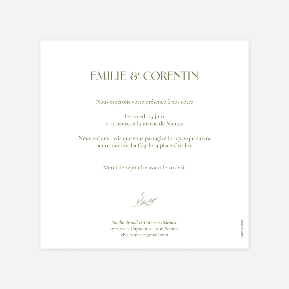 Faire-part mariage Union fleurie