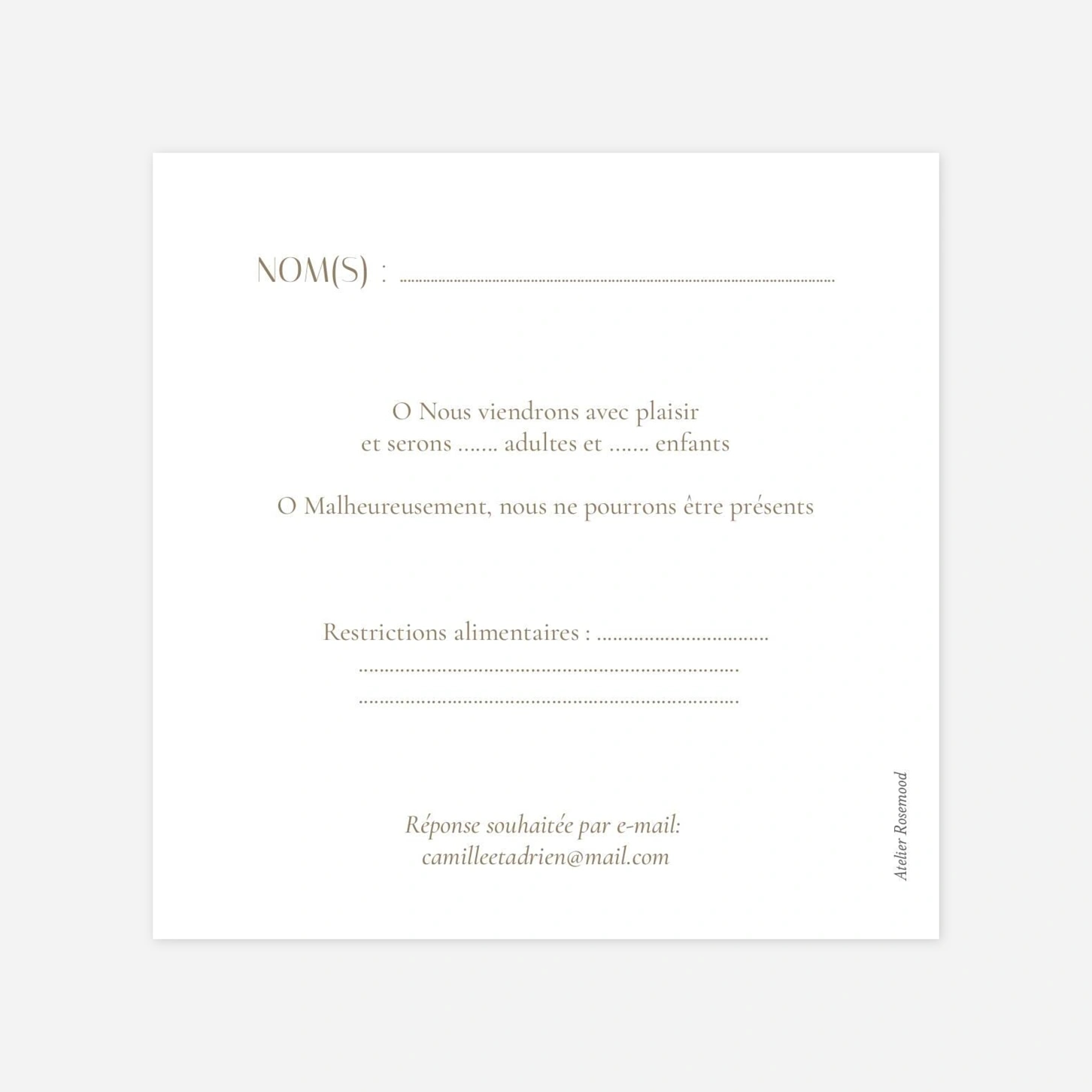 Carton réponse Unis